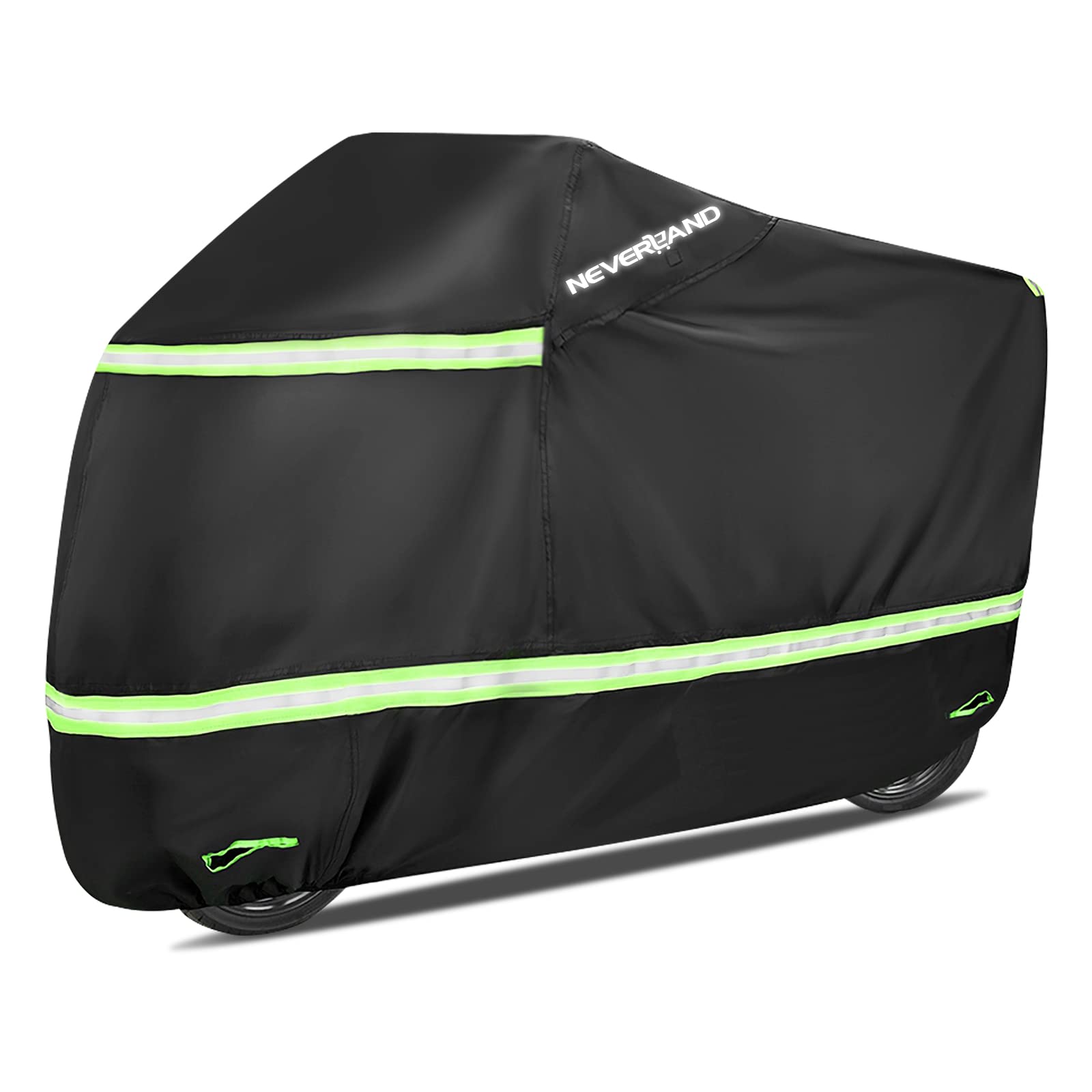 NEVERLAND Heavy Duty Waterproof Motorcycle Cover with Night Reflective & Lock Holes - All Season Outdoor Protection for Scooters & Bikes Up to 86
