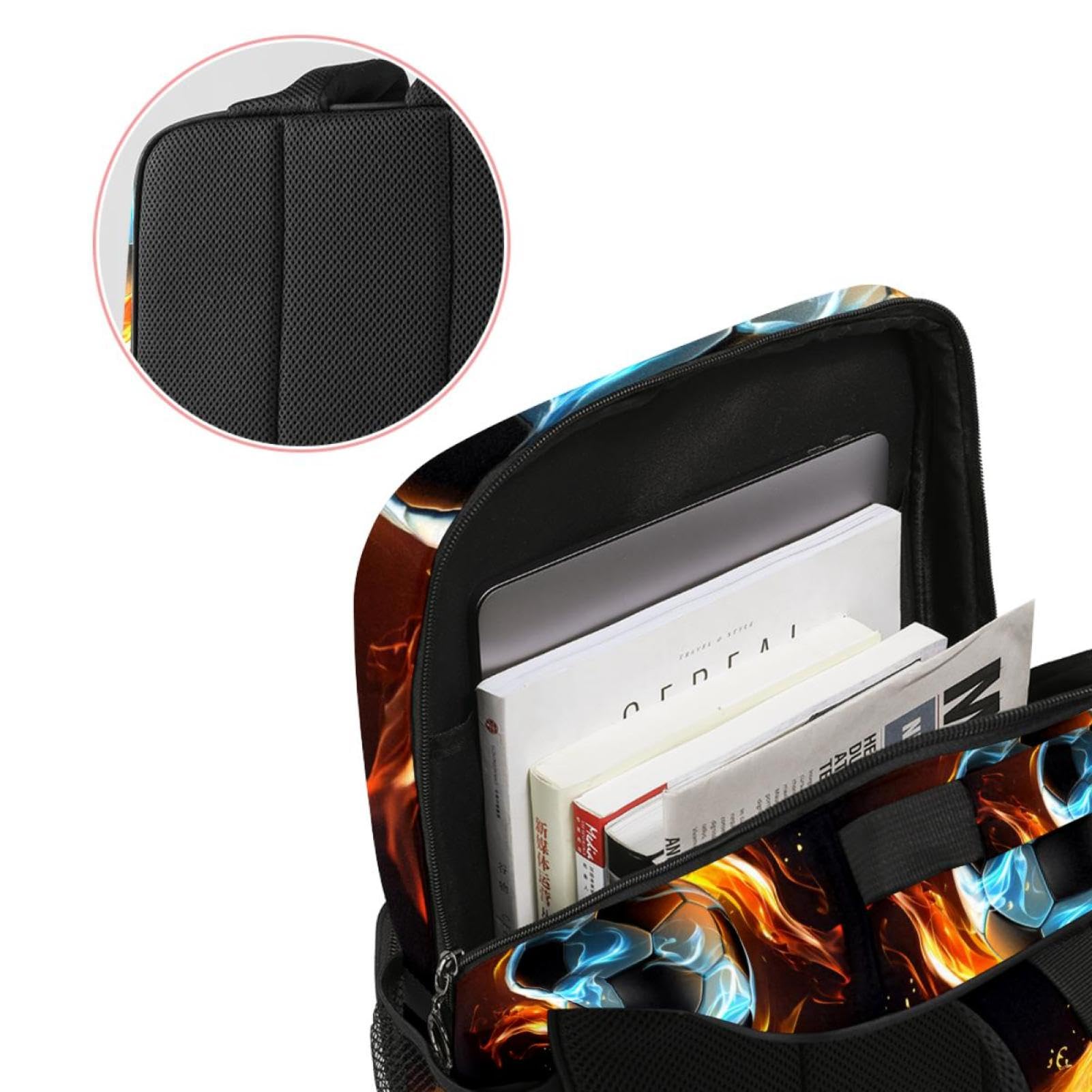 Best Travel Backpack for Men & Women - Durable Flaming Football Design - Perfect for Hiking, Gym & Daily Commute