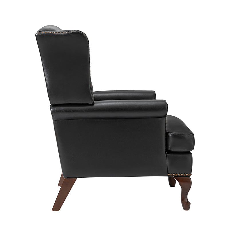 Premium Wilhelm Genuine Leather Armchair - Handcrafted Brown Leather Lounge Chair with Solid Wood Frame - Perfect for Living Room, Office & Study Spaces