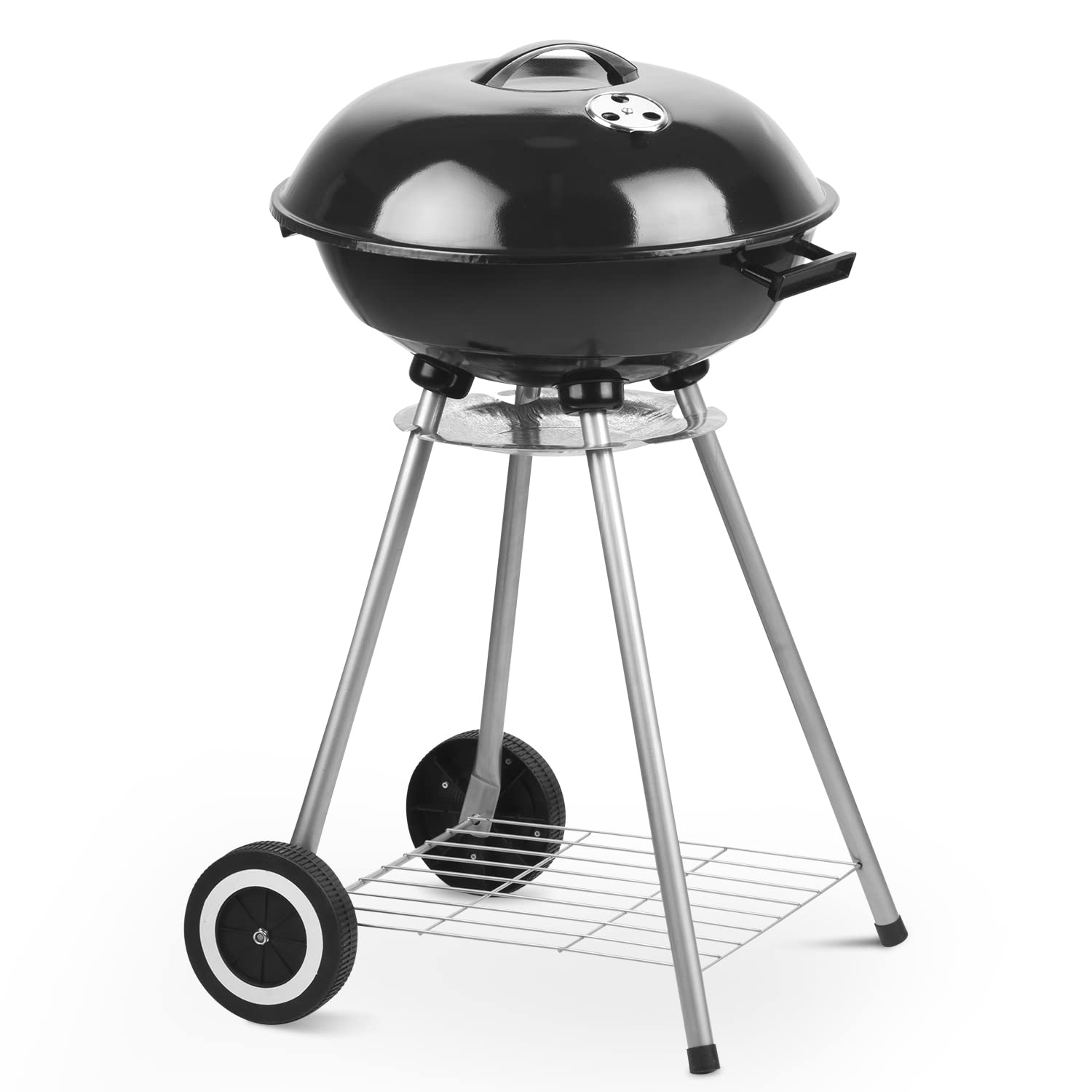 Portable 17 Inch Charcoal Grill with Wheels for Outdoor Cooking, Camping, Picnic & Backyard BBQ | Compact & Lightweight for Easy Transport | Perfect for Tailgating, Beach Parties & Family Gatherings