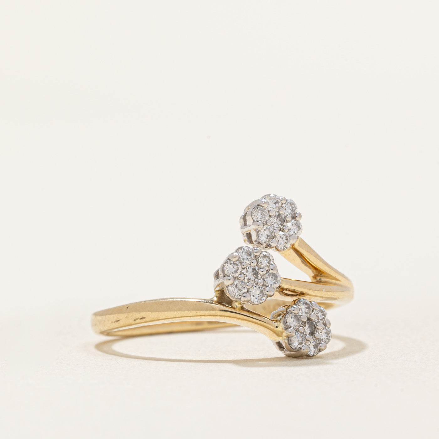 0.23ctw Diamond Cluster Bypass Ring - Size 6.75 | Elegant Wedding Band, Anniversary Gift for Her | Perfect for Engagements, Bridal Jewelry & Special Occasions