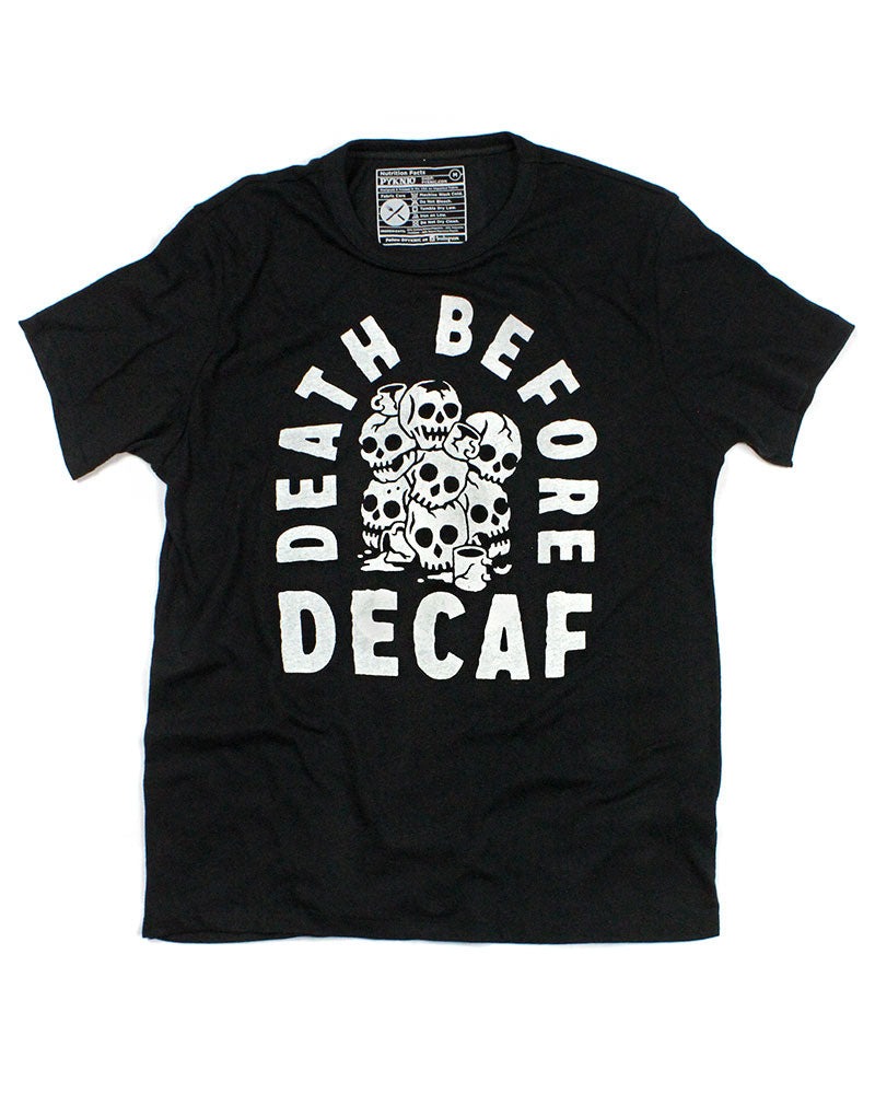 Death Before Decaf Coffee Unisex T-Shirt - Funny Caffeine Lover Gift for Men & Women - Perfect for Coffee Shops, Work & Casual Wear