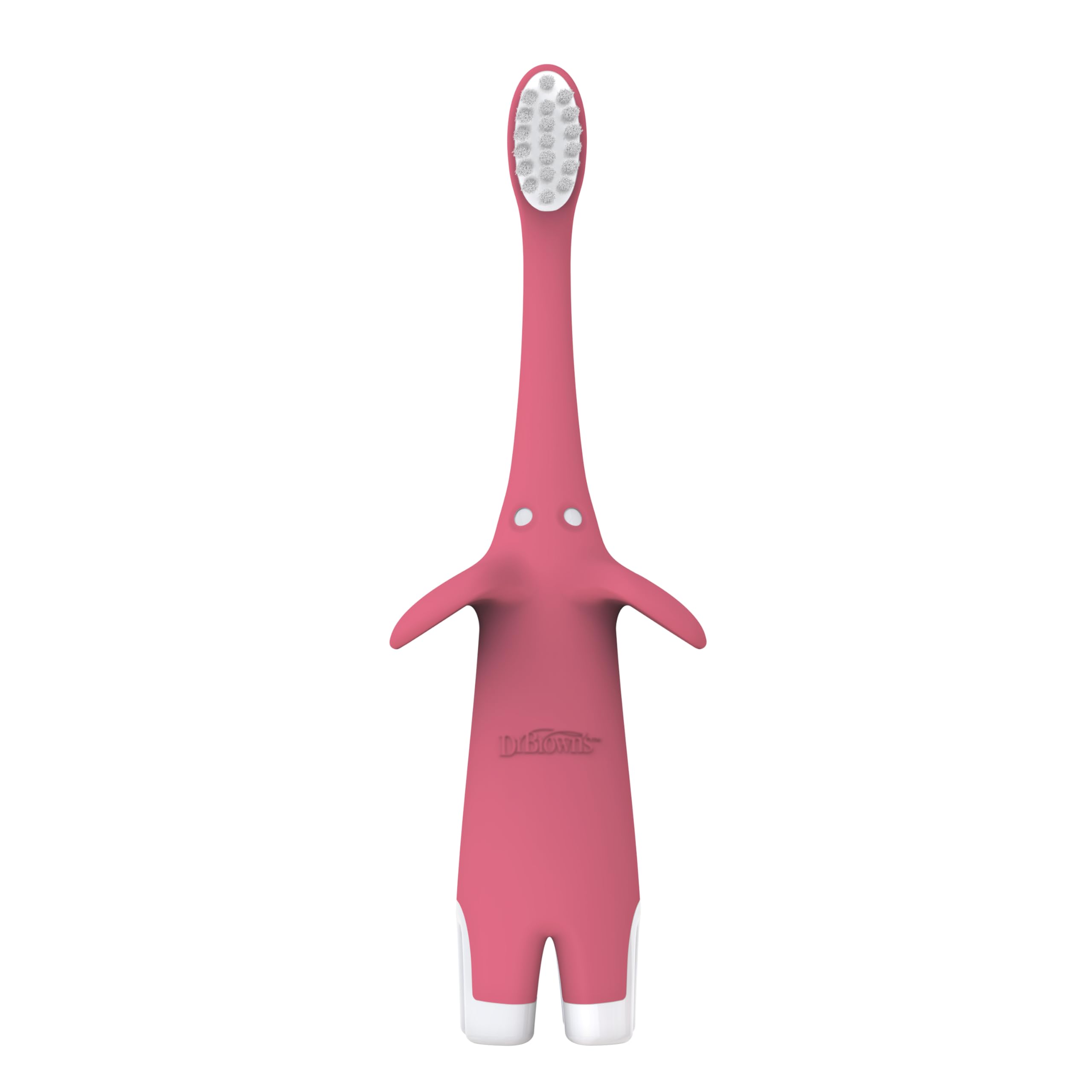 Dr. Brown's Soft Baby Toothbrush for Infants & Toddlers 0-3 Years - Gentle First Teeth Cleaning - Pink Elephant Design (Colors Vary) - Perfect for Baby's Oral Care Routine & Early Dental Hygiene