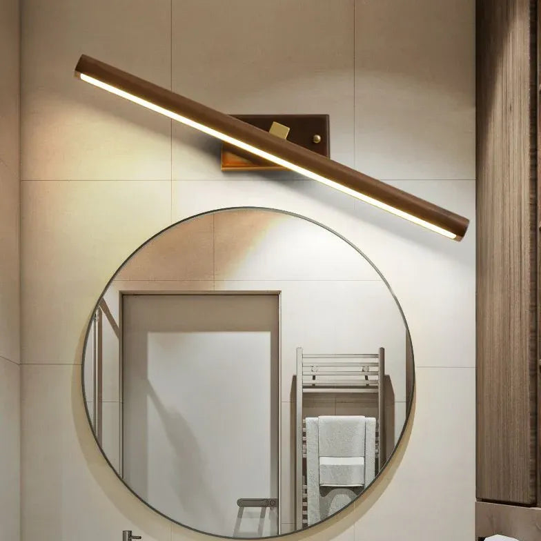 Natural Wooden Long Strip Bathroom Wall Lights - Modern LED Vanity Mirror Lighting for Spa, Makeup, and Relaxation