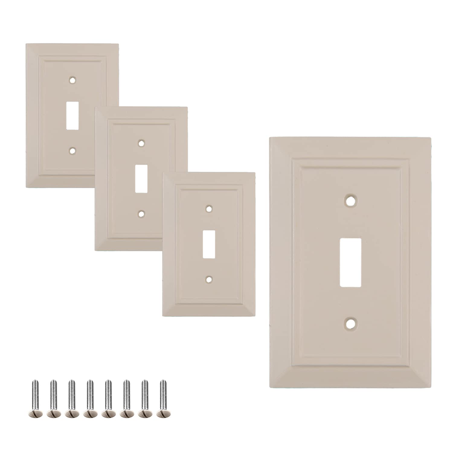 SleekLighting 4-Pack Classic Ivory Wall Plate Outlet Covers - Rocker, Receptacle, Toggle & Combo Switch Plates - Standard Size (1 Toggle) - Perfect for Home, Office & Commercial Electrical Upgrades