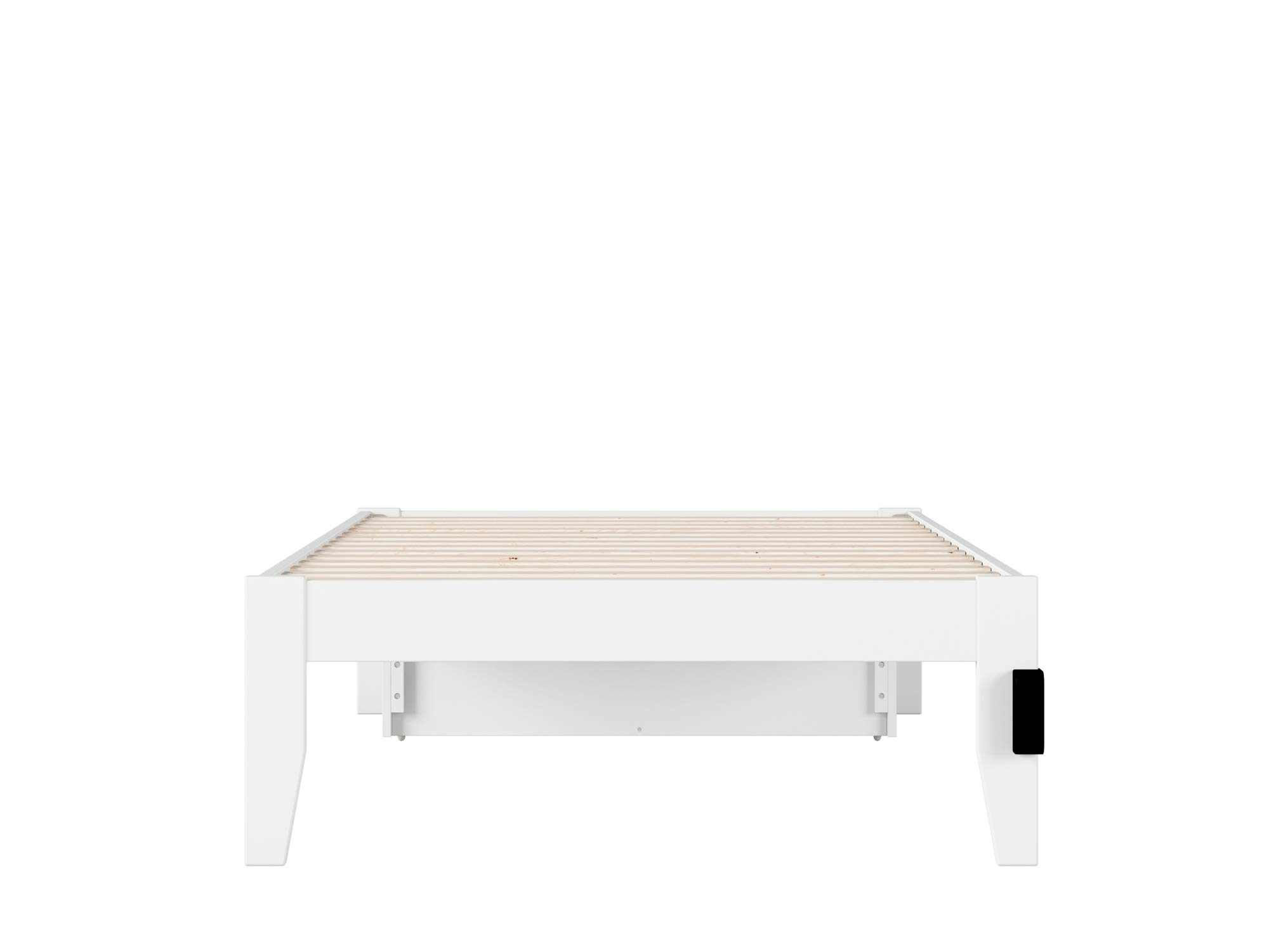 AFI Colorado Twin XL Platform Bed with Foot Drawer & USB Charger - Modern White Wooden Bed Frame for Small Spaces, Dorm Rooms & Guest Bedrooms