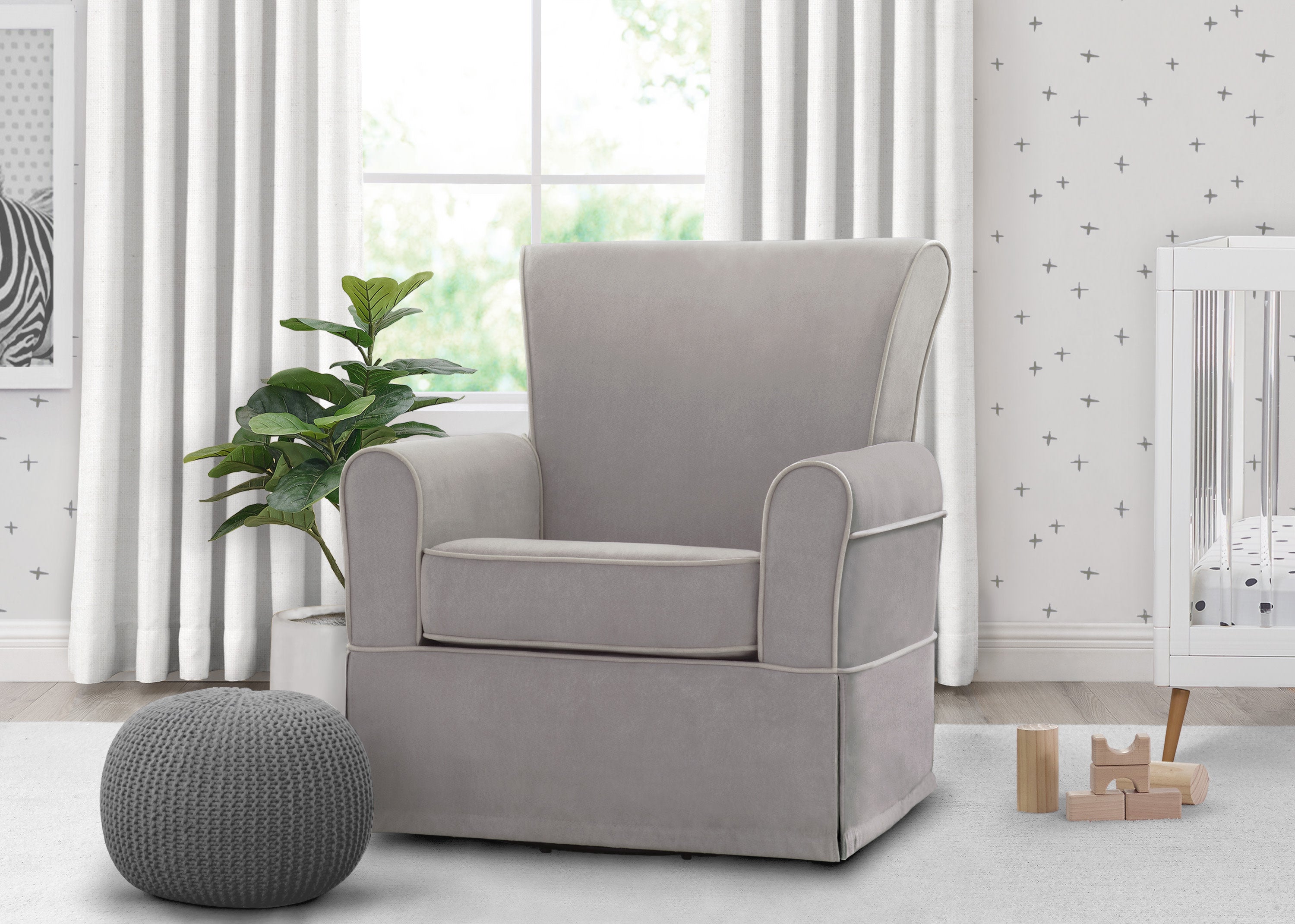 Benbridge Upholstered Glider Recliner Chair - Comfortable Nursery Rocking Chair with Padded Seat and Back Support - Perfect for Baby Nurseries, Living Rooms & Bedrooms