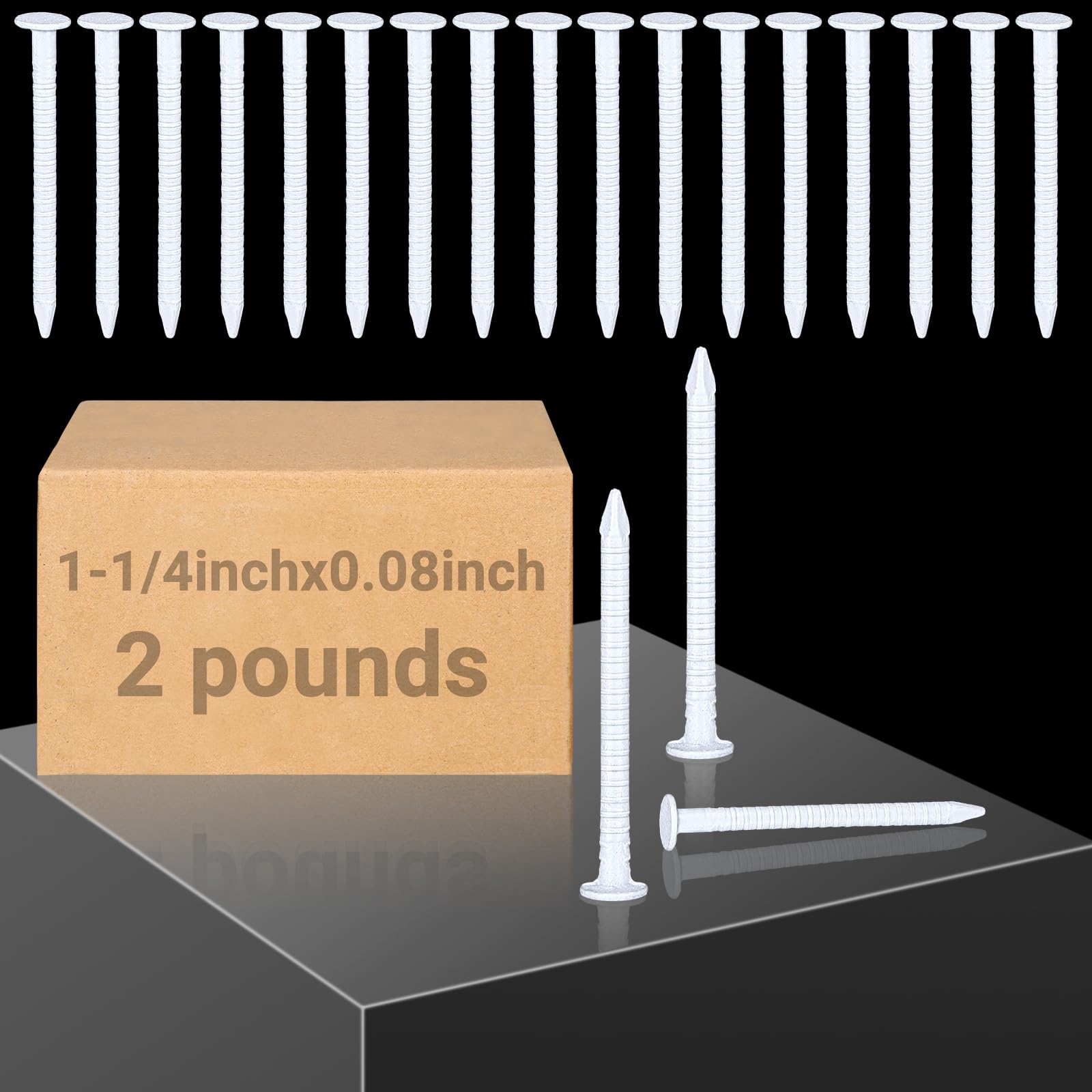 Tandefio White Panel Nails 304 Stainless Steel - 1-1/4 Inch Rust Resistant Finishing Nails for Interior, Exterior & Industrial Use (2 Pound Pack) - Perfect for Wood Paneling, Cabinetry and Construction Projects