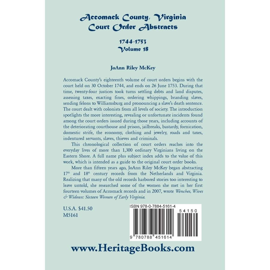 Virginia Court Order Abstracts - Accomack County Volume 18 (1744-1753) | Historical Genealogy Records for Ancestry Research & Family History Documentation