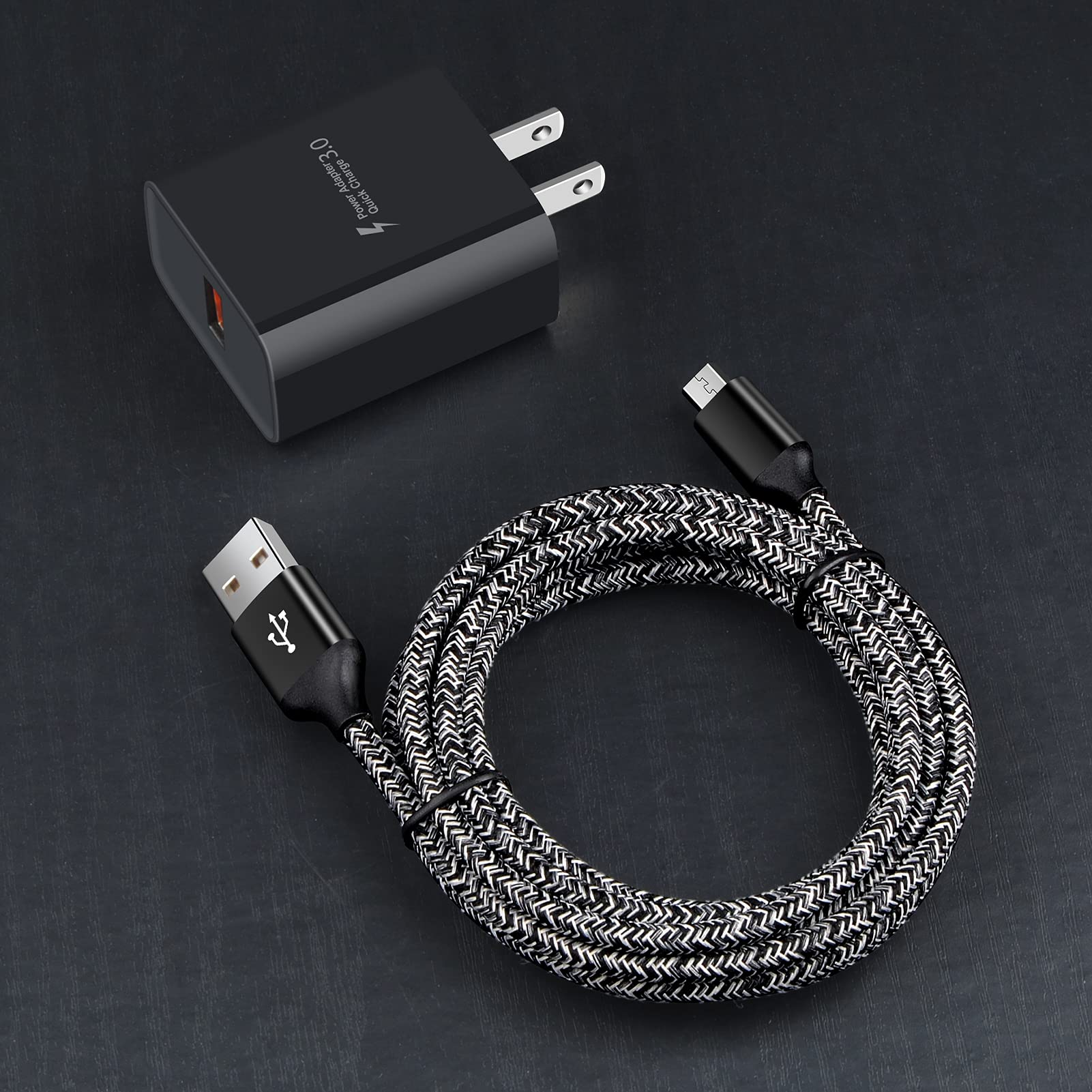 Fast Charging Micro USB Cable & Wall Charger Plug - Quick Charge 3.0 Compatible with Motorola Moto E/E4/E5/G4/G5/G6 Series - Perfect for Home, Office & Travel Charging Needs