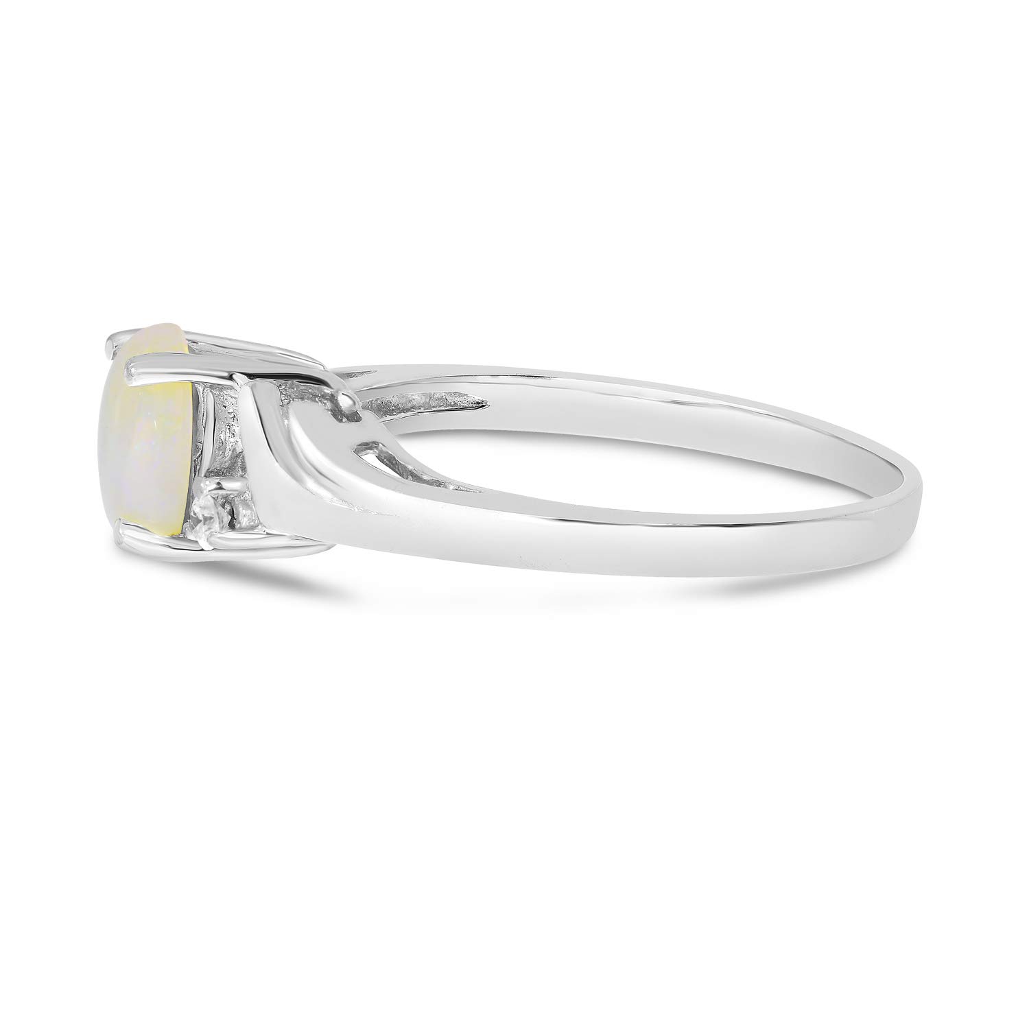 10K White Gold Oval Opal and Diamond Ring for Women - Elegant Birthstone Jewelry Gift for Engagement, Wedding, Anniversary & Special Occasions
