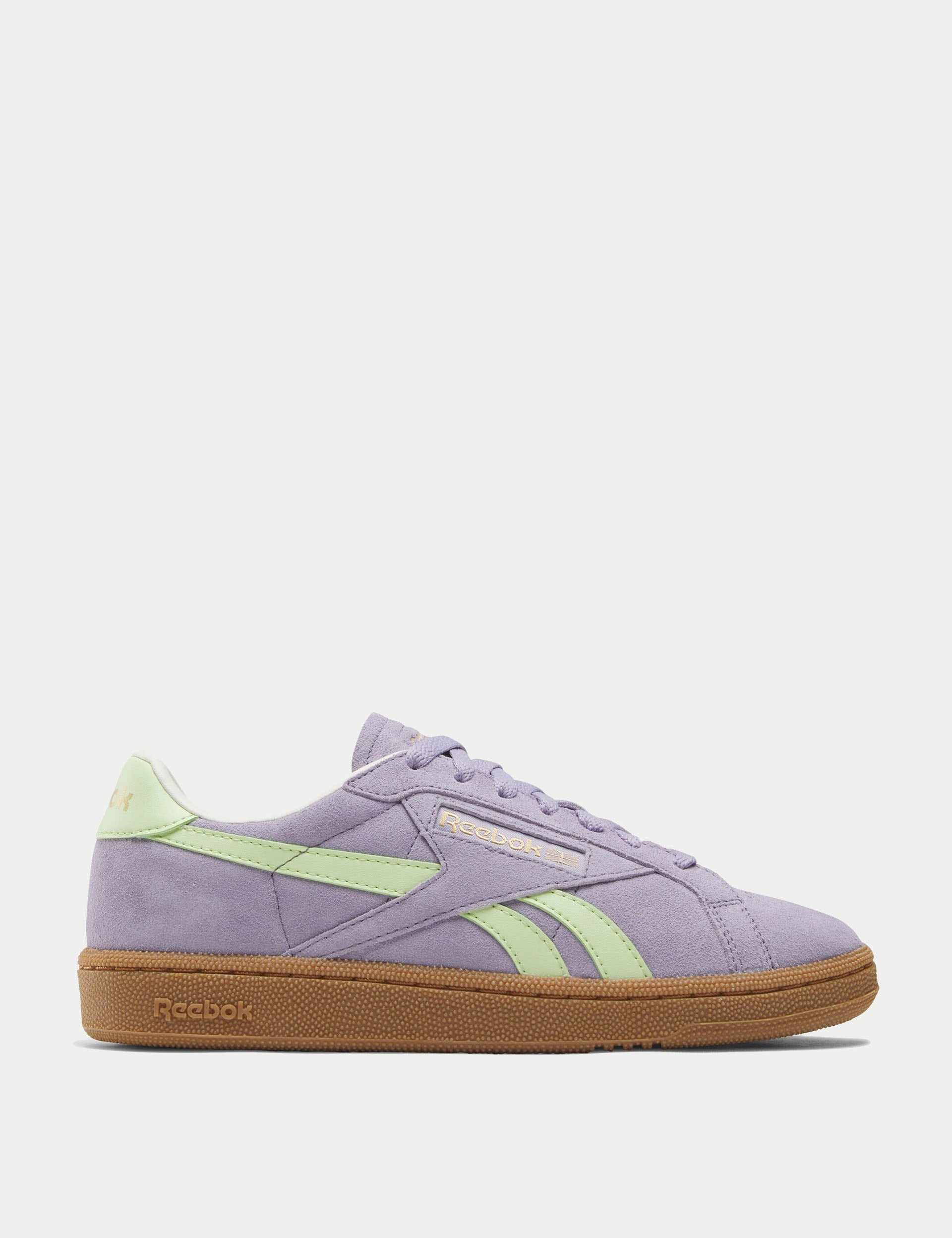 Reebok Club C Grounds Sneakers for Men & Women - Dusk Purple/Astro Lime/Gum - Retro Tennis Shoes for Casual Wear & Street Style