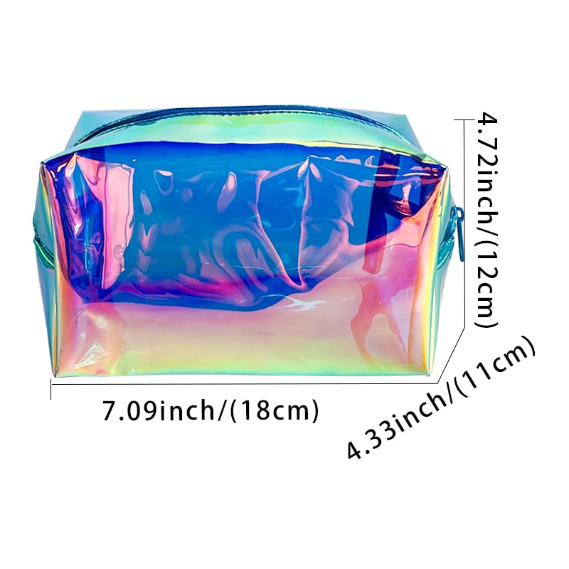 ONEART 2-Pack Holographic Cosmetic Bags - Waterproof Iridescent Makeup Organizer with Zipper, Travel Toiletry Bag for Women | Perfect for Makeup Brushes, Cosmetics & Travel Essentials (Pink & Silver)