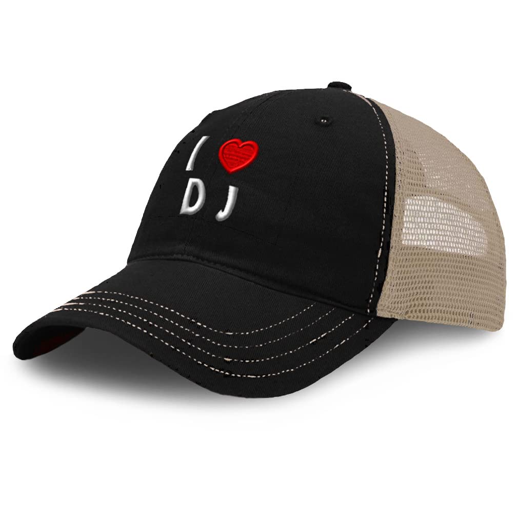 Custom Baseball Cap with Red Heart & DJ Design - Soft Cotton Mesh Hat for Lovers & Music Enthusiasts - Perfect for Concerts, Sports Events & Casual Wear