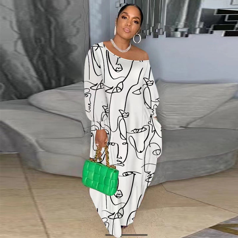 Trendy Printed Sloping Neck Dress for Women | Fashionable & Comfortable Outfit for Parties, Dates & Casual Wear