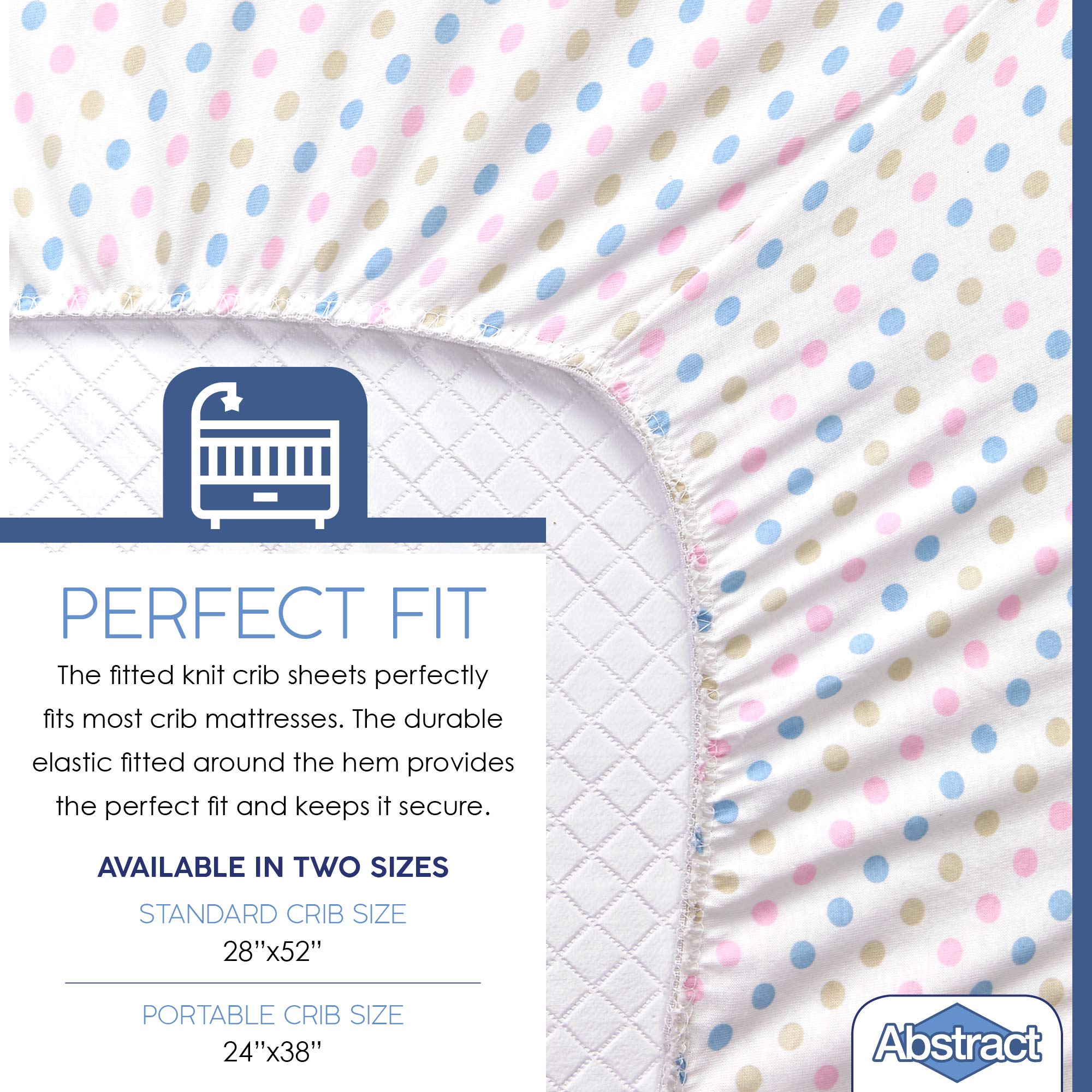 Abstract Mini Crib Cotton Fitted Sheets - Ultra Soft Pack n Play Sheets for Boys & Girls - 24