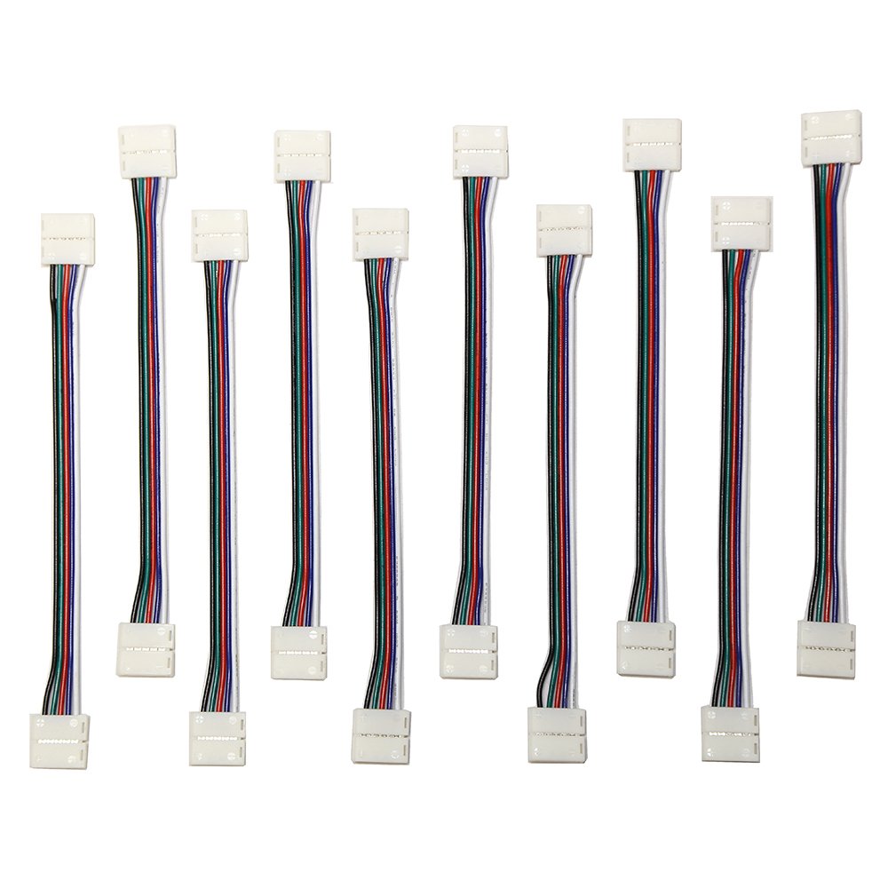 10PCS LED 5050 RGBW Strip Light Connectors - 5 Pin Conductor, 12mm Wide Strip Jumper for Home Theater, Gaming Setup & DIY Lighting Projects