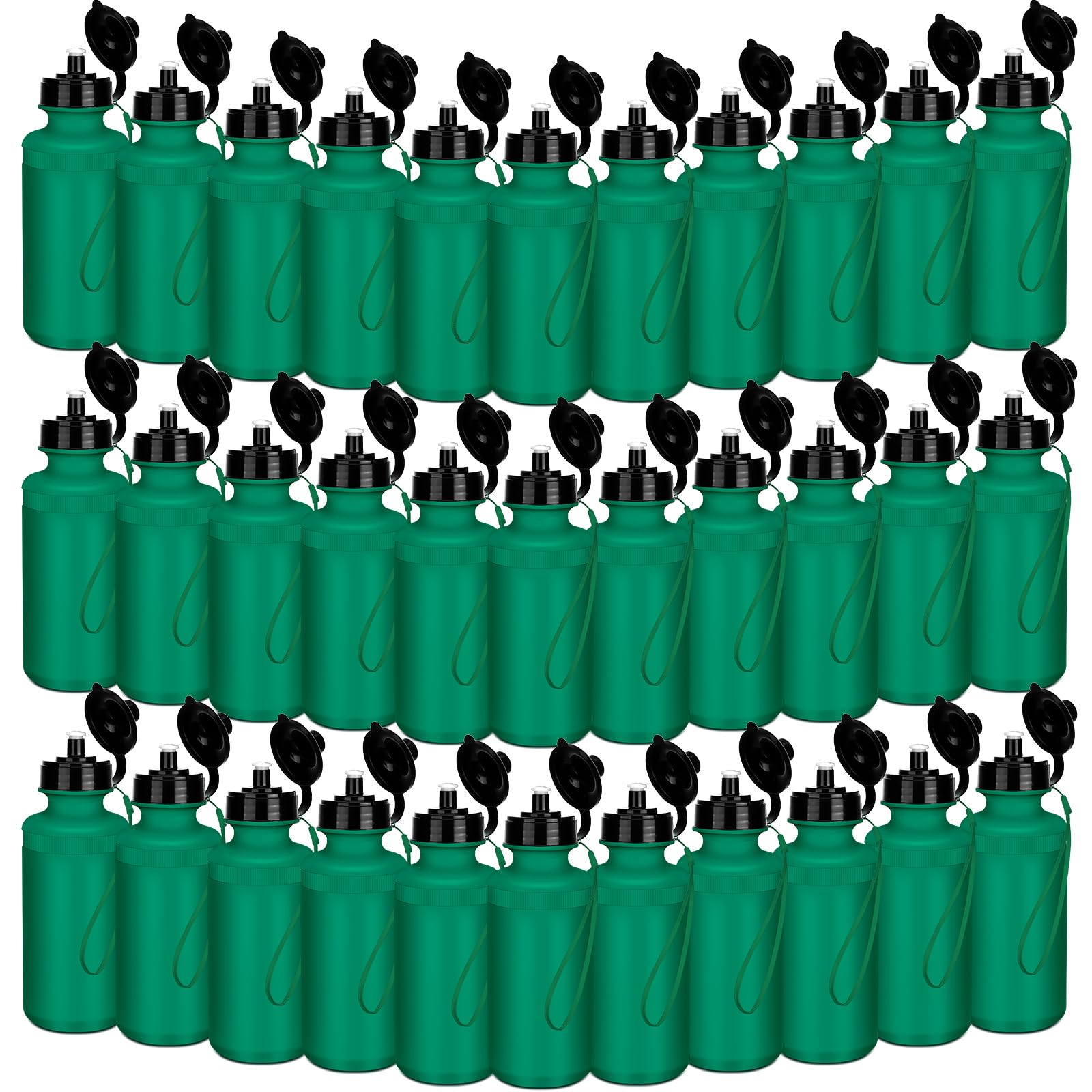 72 Pcs 20 oz Reusable Sports Water Bottles Bulk with Nylon Strap - Squeeze Plastic Bottles for School, Football, Parties & Gifts - Easy Open Top Caps & DIY Blank Cups for Hydration On The Go