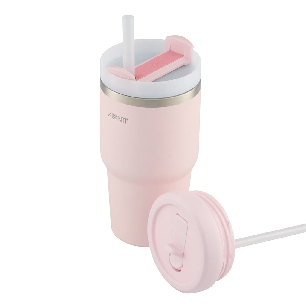 Avanti HydroQuench 550ml Smoothie Tumbler with Two Lids - Insulated Stainless Steel Water Bottle for Gym, Work & Travel | Blush Pink