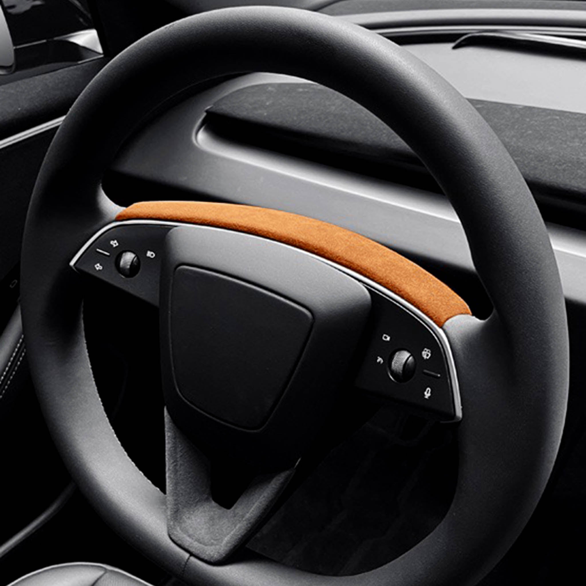Premium Tesla Alcantara Steering Wheel Cover for 2024+ Model 3 Highland & 2025+ Model Y Juniper - Luxury Interior Upgrade for Enhanced Grip & Comfort During Driving