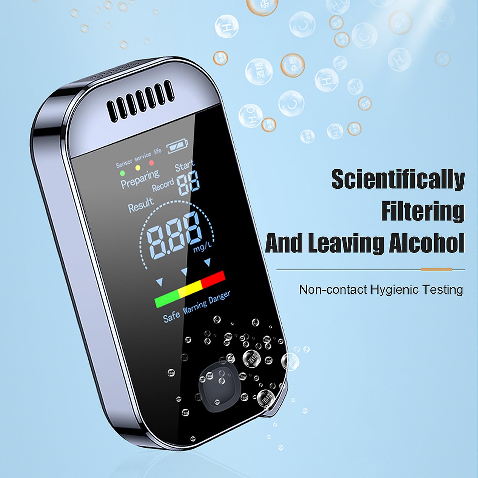 Professional LCD Digital Display Portable Breathalyzer - Quick Response Alcohol Tester with Disposable Mouthpieces for Drunk Driving Detection | Keychain Design for Men | Perfect for Personal Safety, Workplace Testing & Party Use