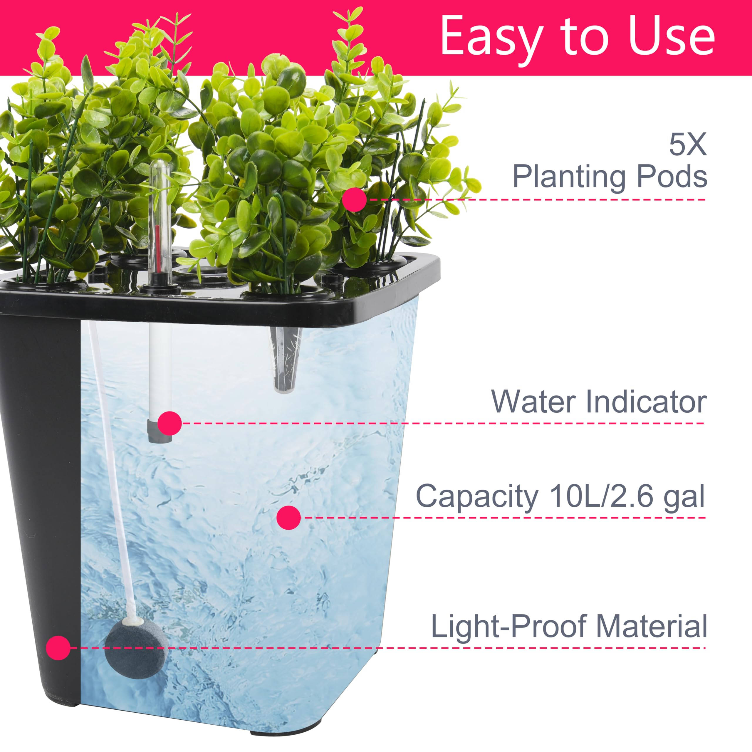 **4 Hydroponic Buckets Kit - Complete Indoor Hydroponic Growing System for Herbs, Tomatoes & Vegetables, DWC System with Air Pump & Germination Tray (Black) - Ideal for Home Gardening, Urban Farming & Indoor Plant Cultivation**