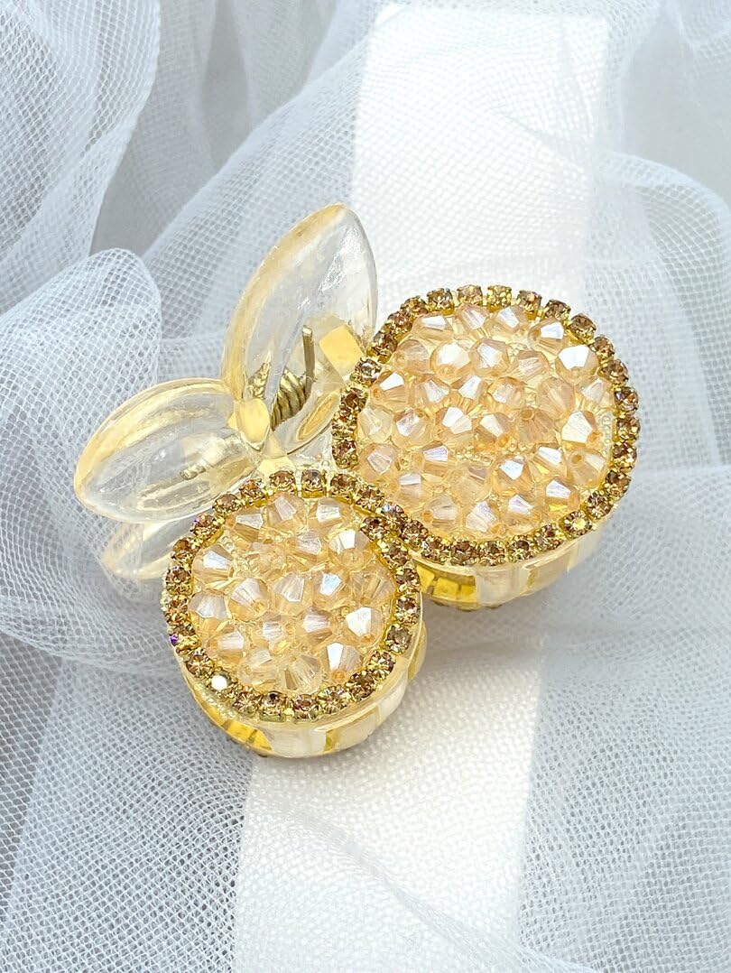 Starvis Cherry 2-Piece Rhinestone Hair Claw Clips - Korean Bling Pearl Crystal Hair Accessories for Women & Girls | Wedding, Mini Ponytail & Everyday Style