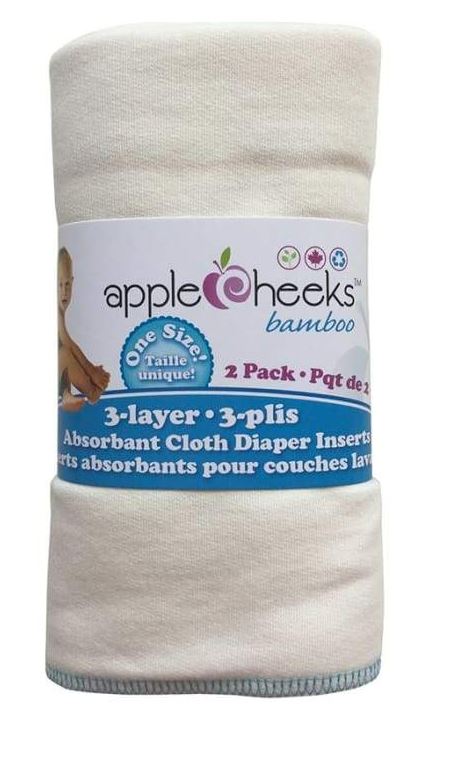 AppleCheeks 3-Ply Bamboo Rayon Cloth Diaper Inserts - Pack of 2 | Ultra-Absorbent & Eco-Friendly | Perfect for Babies & Toddlers | Daycare & Overnight Use