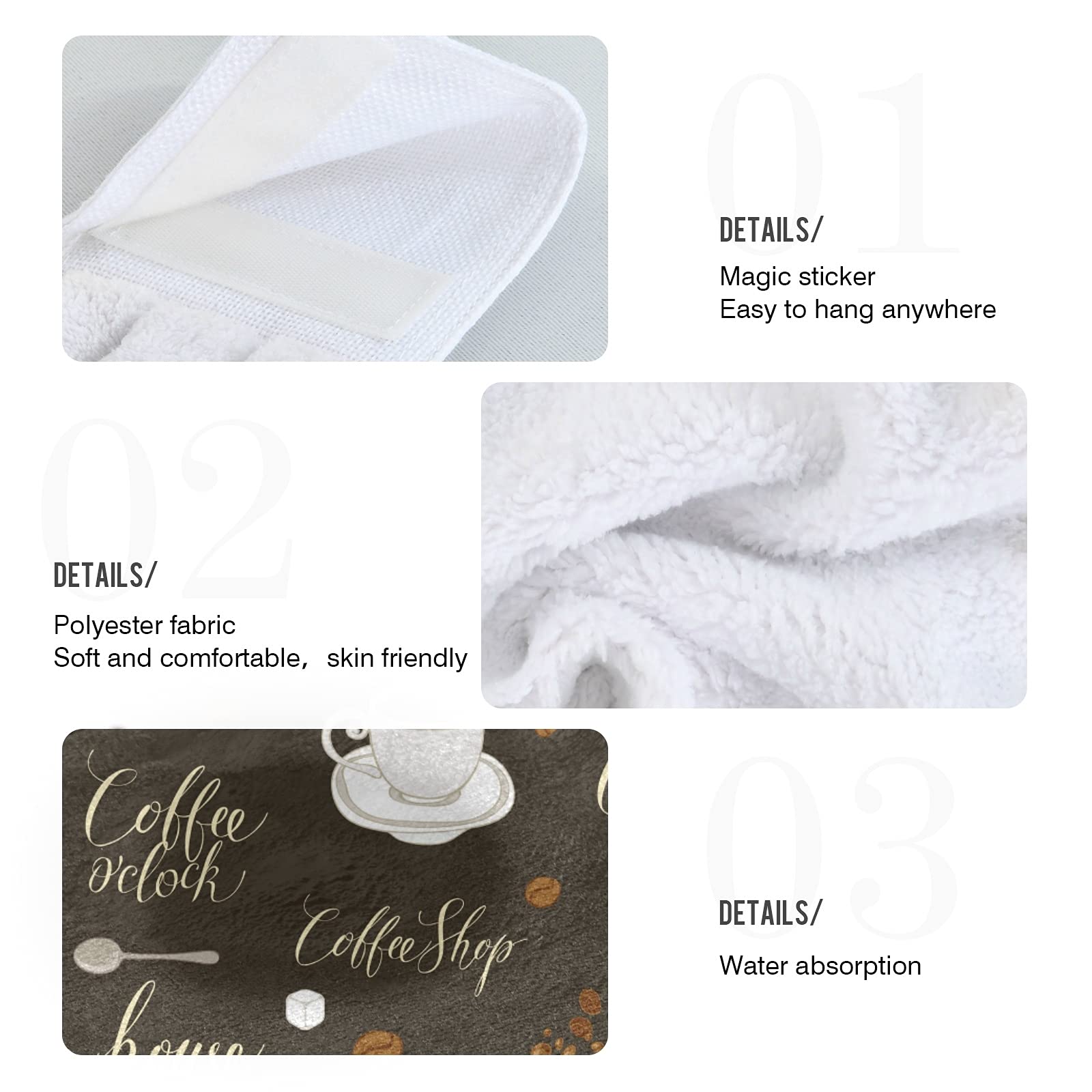 Premium Tea & Coffee Theme Kitchen Hanging Towels Set - 2-Pack Soft Absorbent Dish Cloths for Cafe, Tea Bar & Home Decor - Perfect for Kitchen, Bathroom & Laundry Room Use