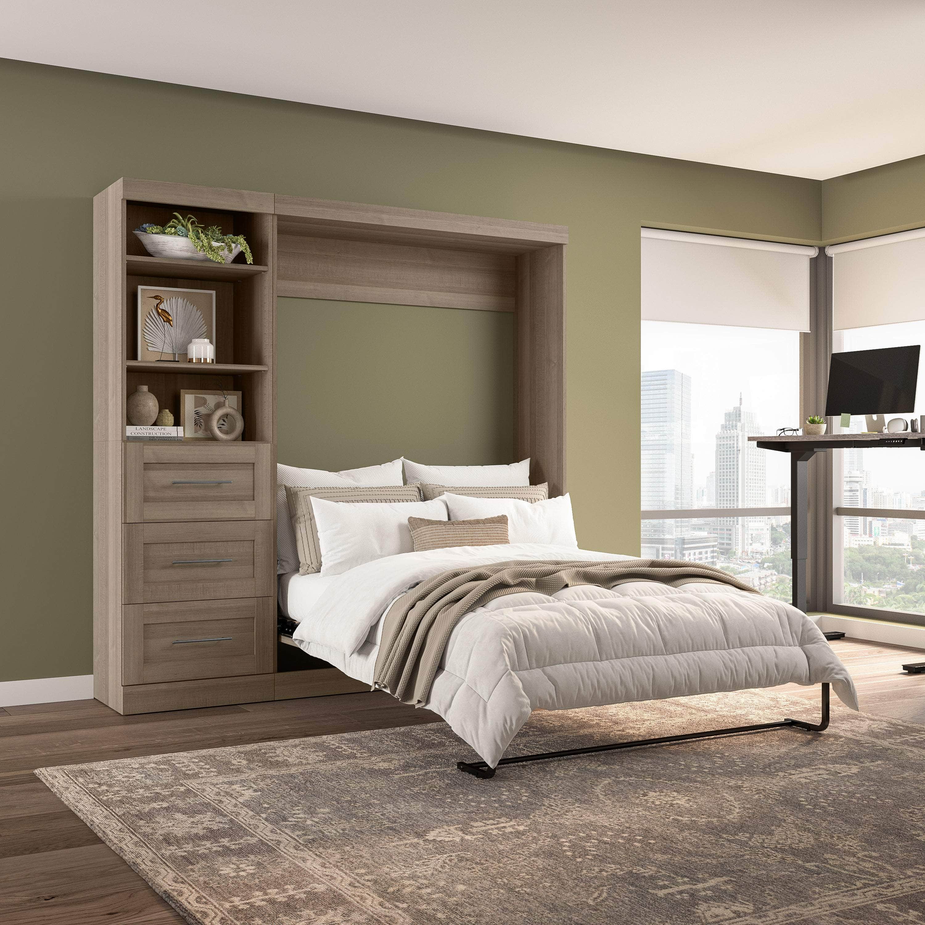 Pur Full Murphy Wall Bed with Storage Drawers - 84