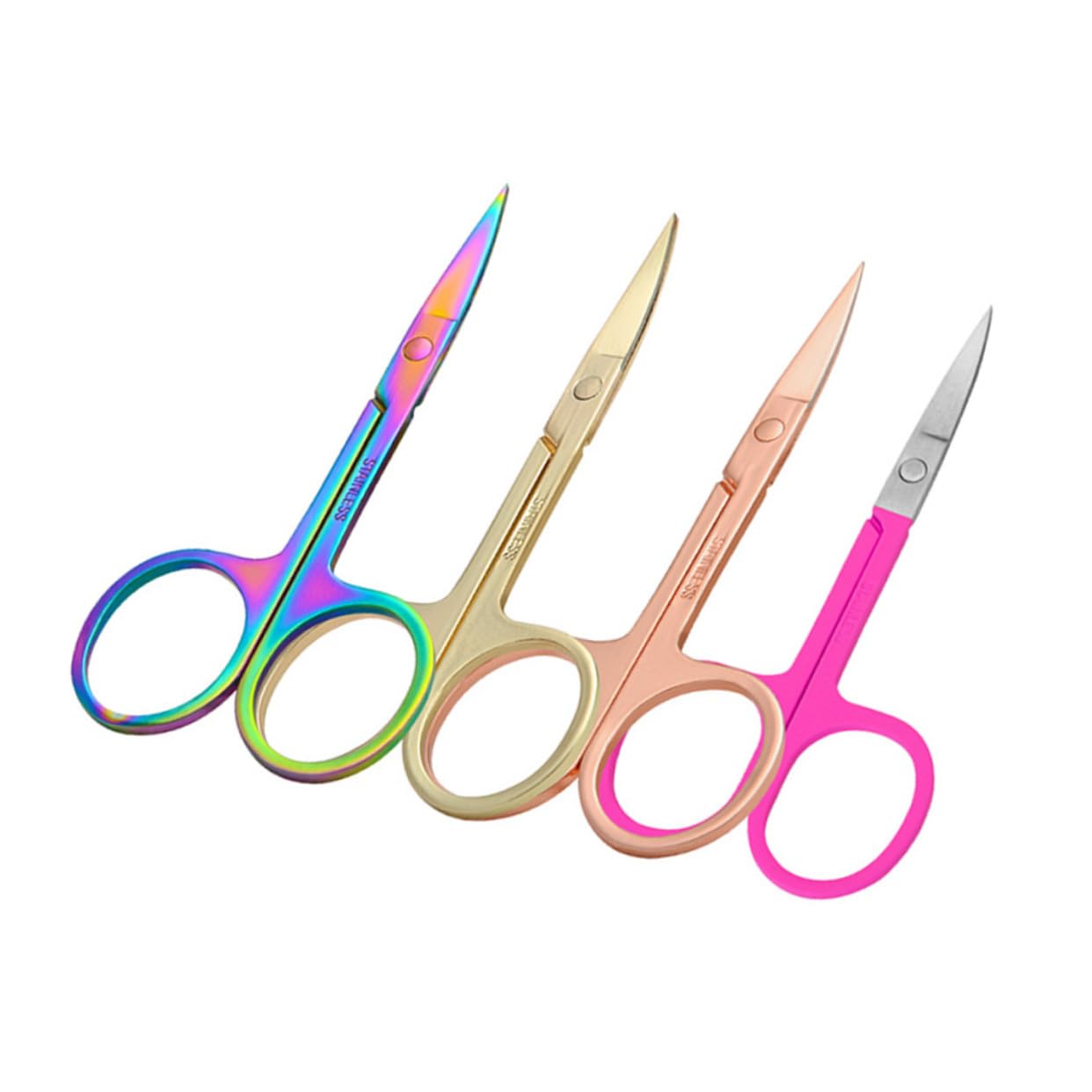 4-Piece Nose Hair Trimmer Set - Stainless Steel Scissors, Tweezer, Comb & Small Beauty Scissors for Eyebrows & Makeup - Perfect for Grooming, Travel & Personal Care