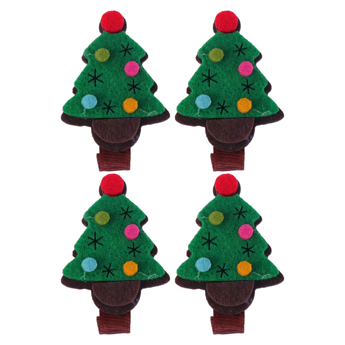 Lurrose 4Pcs Christmas Tree Hair Clips - Green Felt Hairpins, Barrettes for Girls, Kids & Women - Perfect for Xmas Parties, School Events & Holiday Photos