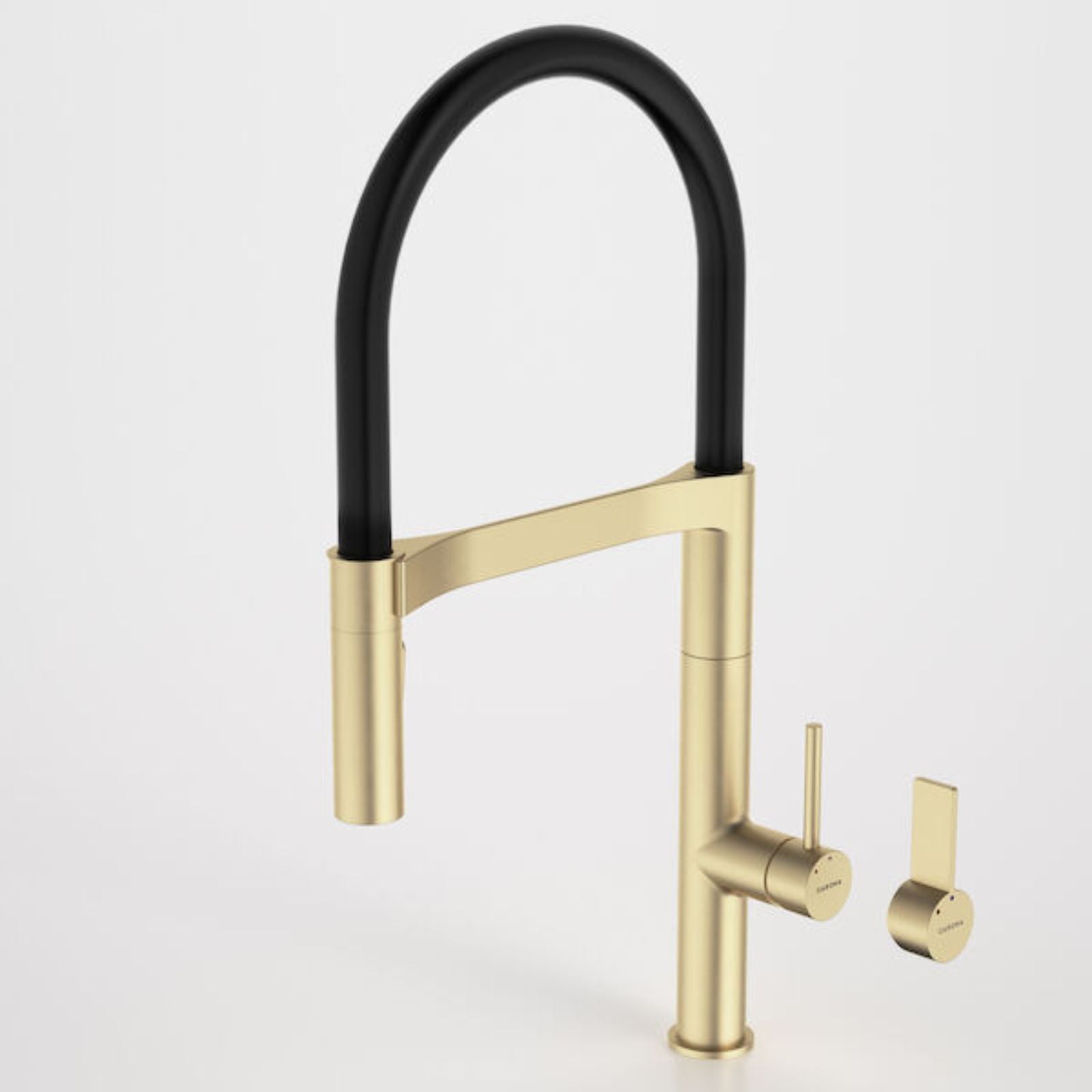 Caroma Liano II Pull Down Kitchen Faucet with Dual Spray Function - Brushed Brass Finish | Modern Sink Mixer for Cooking, Washing Dishes & Food Prep