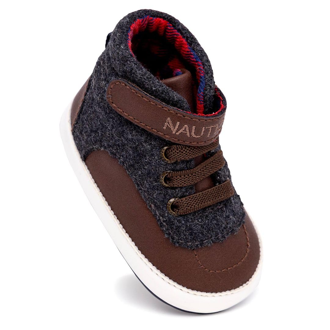 Nautica Baby Boys & Girls Soft Anti-Slip Sole First Walkers - Lightweight Lace-Up Crib Shoes for Newborns & Infants | Durable, Comfortable & Easy to Wear for Early Steps, Playtime & Special Occasions