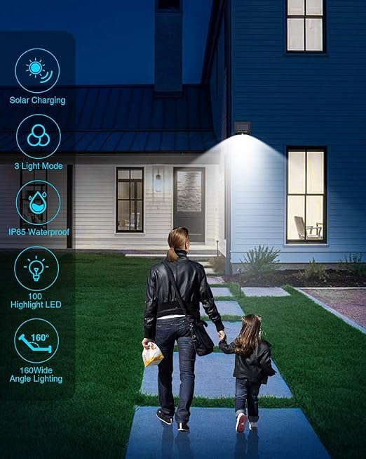 ASGTRADE 20 LED Solar Motion Sensor Lights Outdoor - Wireless IP55 Waterproof Solar Security Wall Lights with 1 Mode - Perfect for Front Door, Backyard, Garage, Deck, Pathway & Garden Lighting