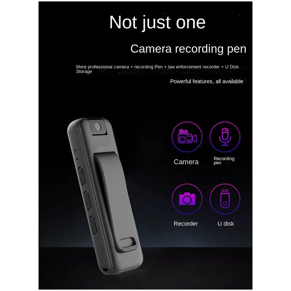 Komdndht 1PCS Mini Body Worn Camera - 180° Invisible Sports Camera for Outdoor Activities, No Night Vision - Perfect for Cycling, Hiking, Police & Security Recording