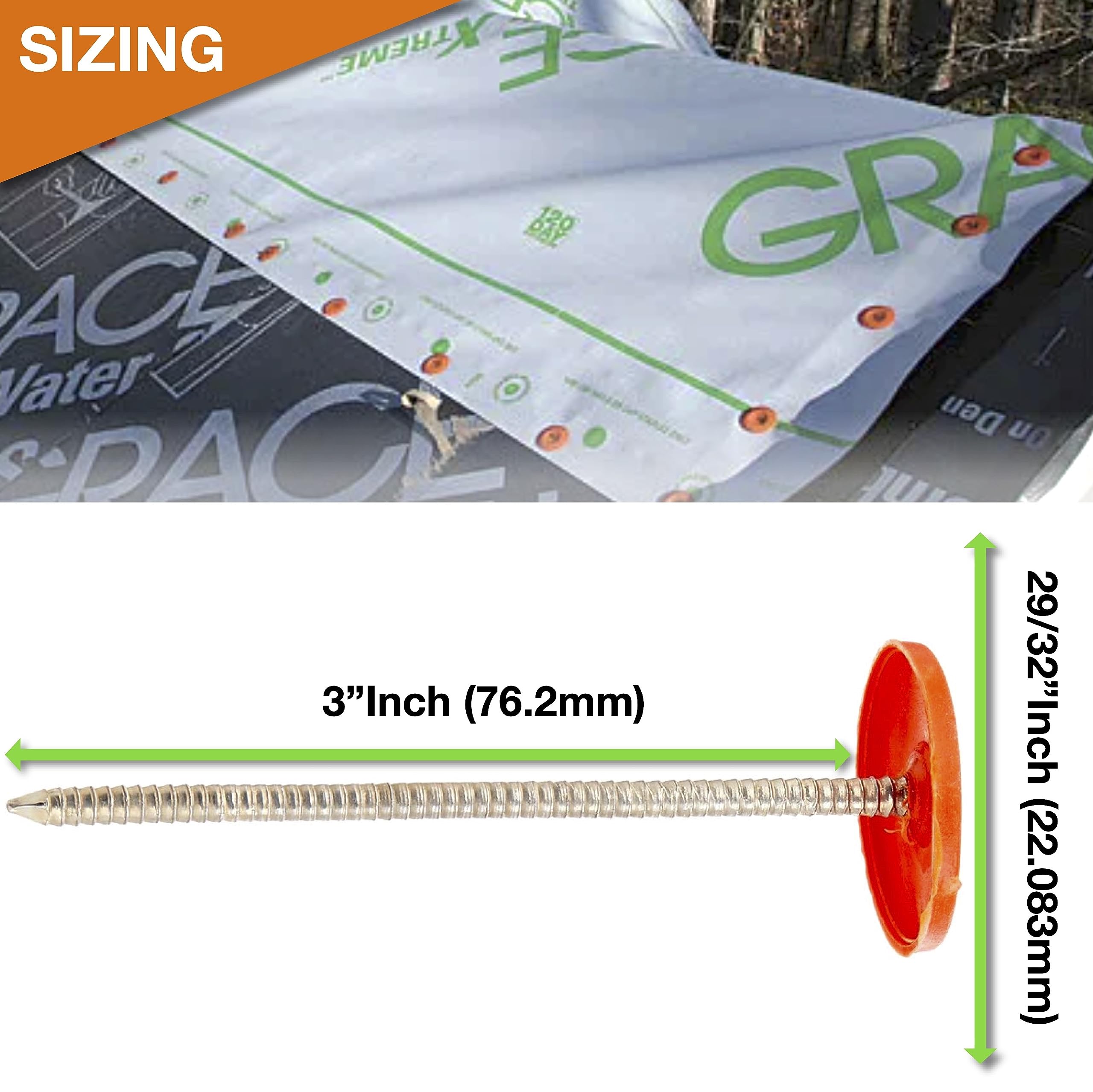 2000 Pack - 3 Inch Galvanized Round Plastic Cap Roofing Nails for House Wrap, Foam Board, Roofing Felt & Insulation Film - Durable Construction Fasteners for Home Roofing, Siding & Weatherproofing Projects