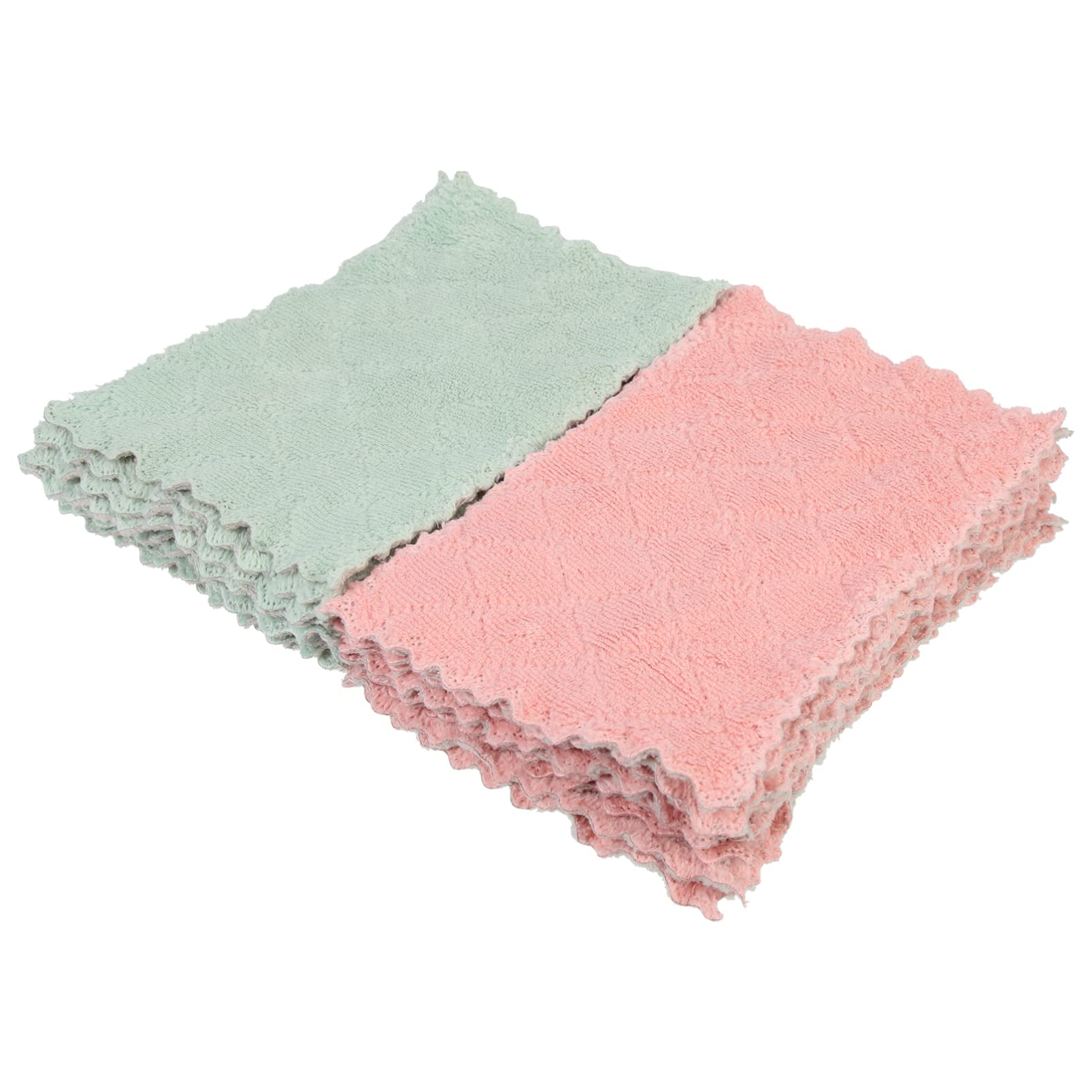 20-Pack CALLARON Reusable Kitchen Dish Towels - Super Absorbent Lint-Free Dishcloths & Cleaning Rags for Dishes, Countertops, Car Mirrors & Windows (Coral Fleece)