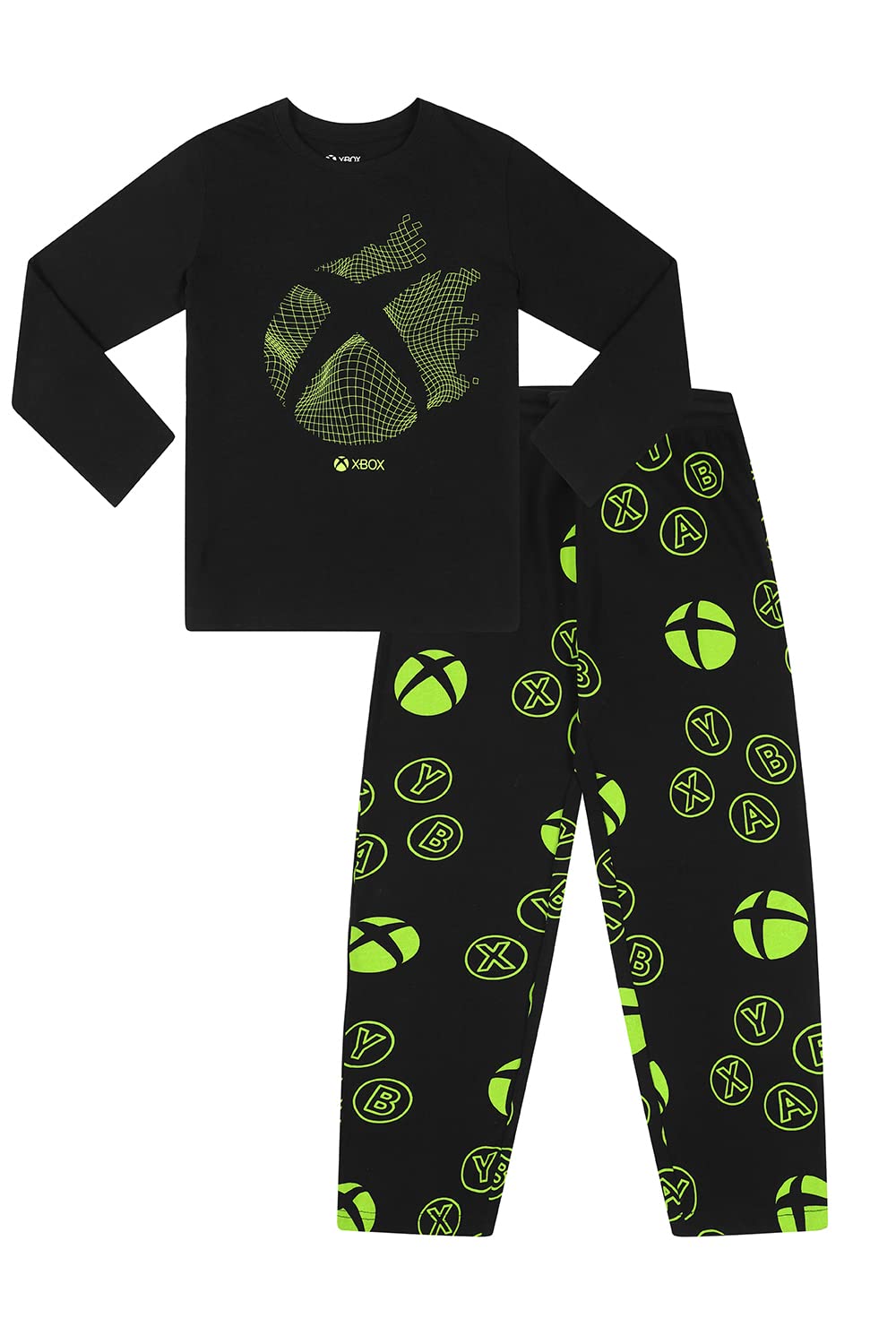 **Xbox Official Men's & Boys' Matching Gaming Pajama Set - Black | Comfortable Long Sleeve Sleepwear for Family Game Nights & Lounge Wear**