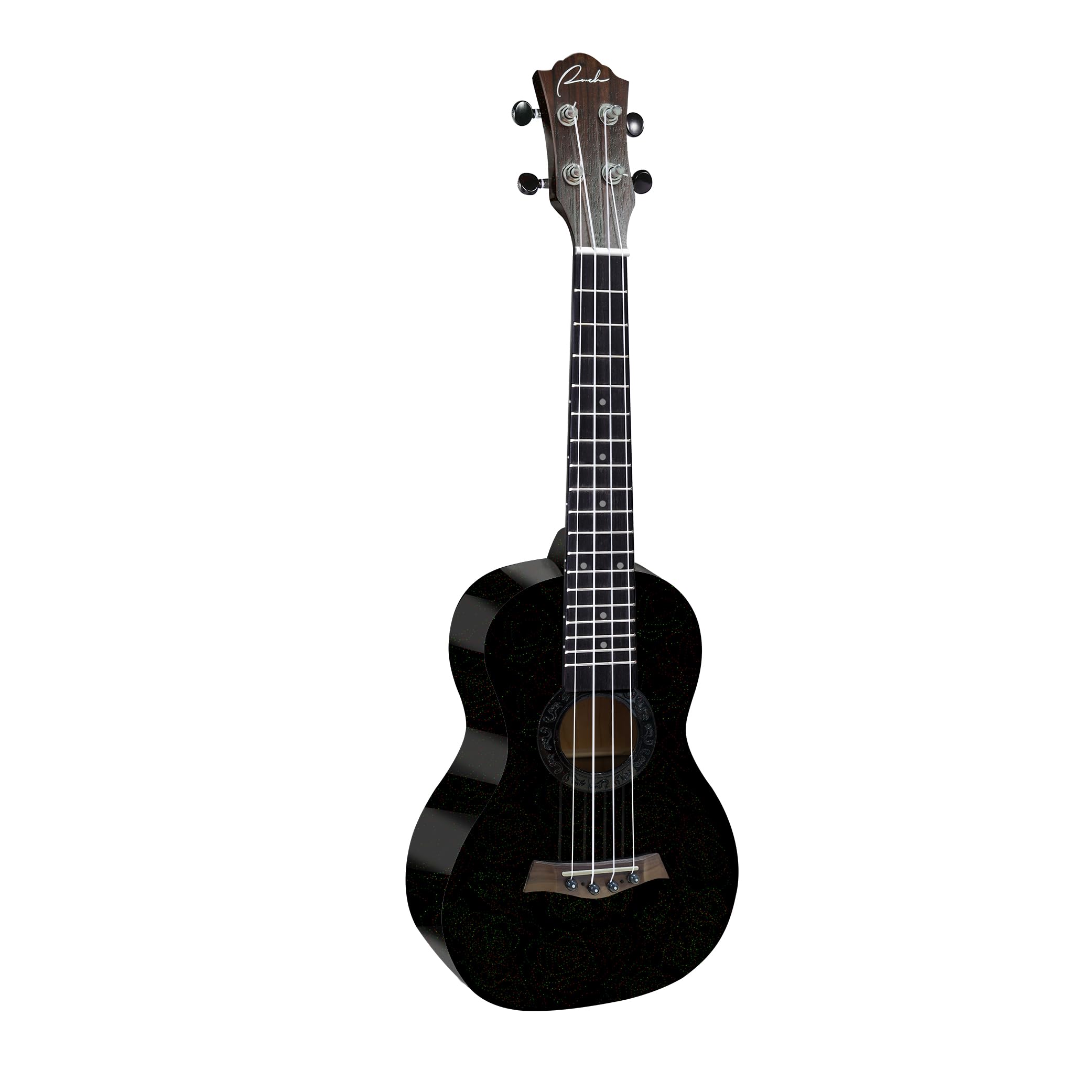 Professional 21 Inch Ranch Soprano Ukulele - Hawaiian Maple Wood Small Guitar with Glossy Finish & Gig Bag (Black) - Perfect for Beginners, Travel, Beach & Outdoor Performances