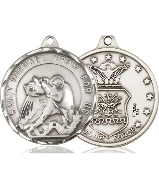 EXTEL Large Round Silver Filled St. Michael Military Medal - Authentic USA Made Religious Pendant for Necklace - Perfect for Military Gifts, Christian Jewelry & Faith-Based Collections