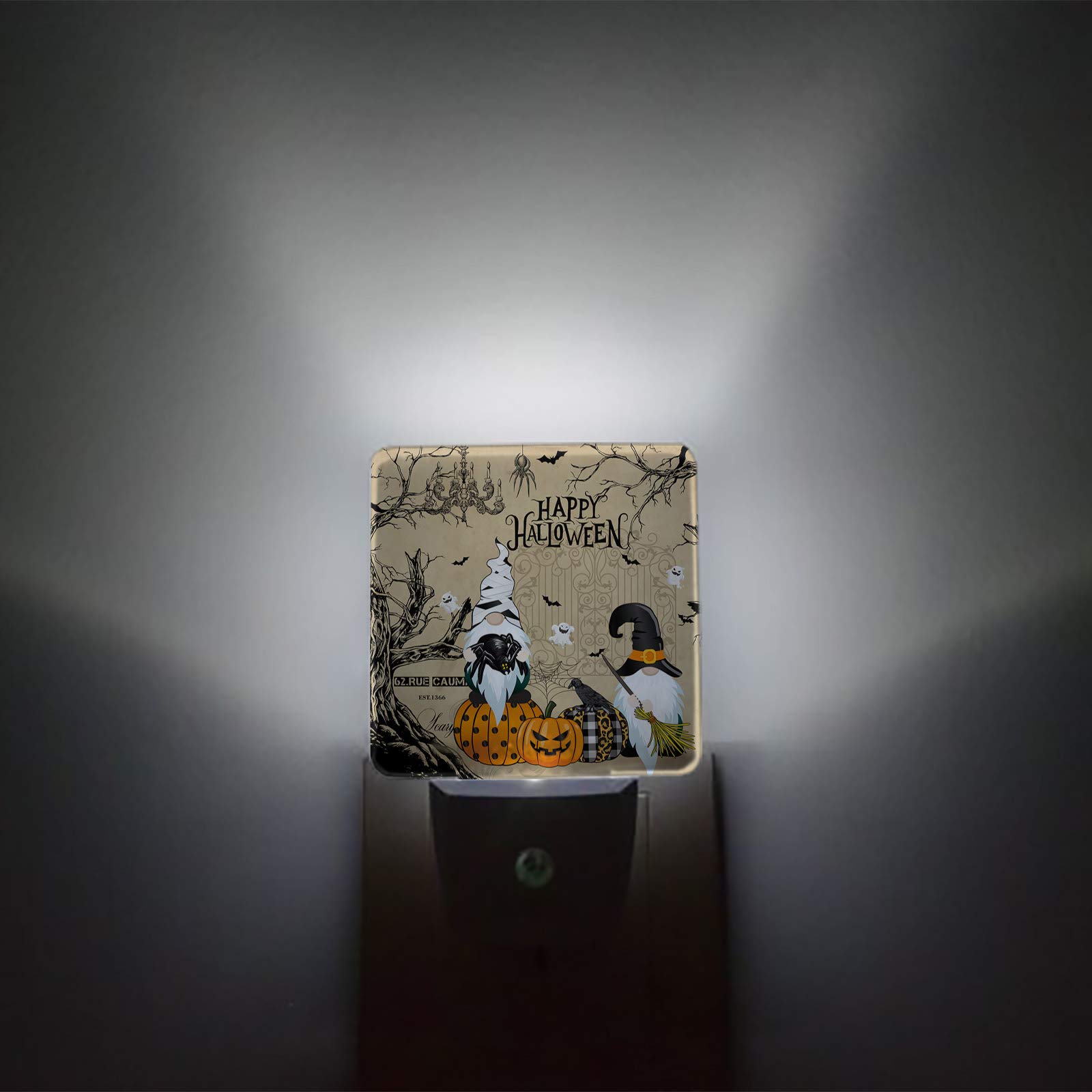 **LED Night Light for Kids - Plug-in Wall Light with Dusk-to-Dawn Sensor, Halloween Gnome & Pumpkin Ghost Design - Perfect for Nursery, Bedroom, Bathroom, Hallway & Stairs - Home Decor & Safety Lighting**
