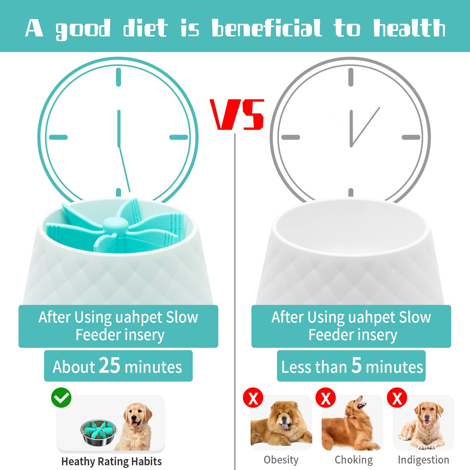 FeiouPJ Slow Feeder Dog Bowl Insert - 6.7 Inch Non-Slip Silicone Mat with 36 Strong Suction Cups - Perfect for Small, Medium & Large Dogs - Helps Prevent Bloat & Improve Digestion - Ideal for Elevated or Regular Dog Bowls - Great for Fast Eaters & Mealtime Enrichment