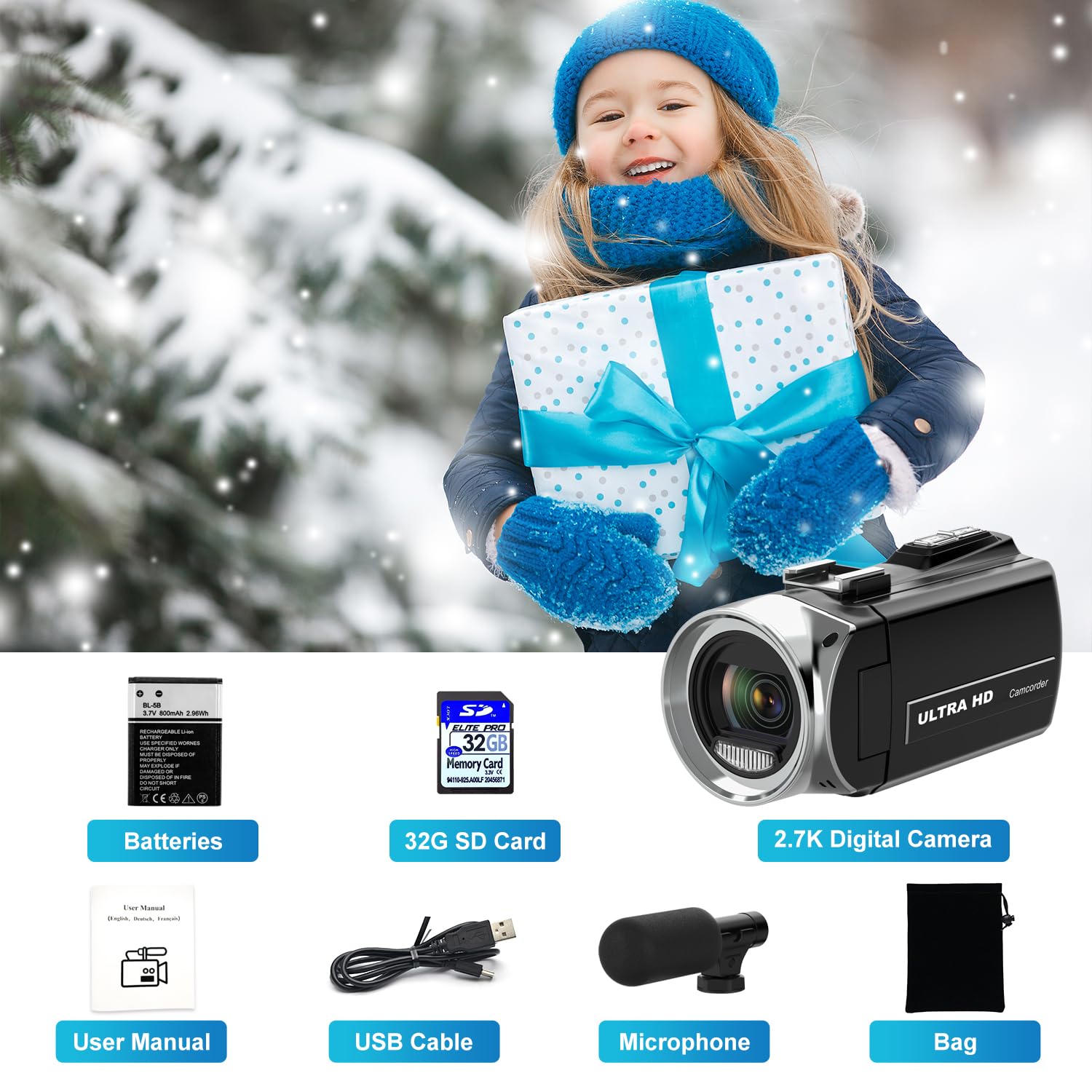 4K HD 48MP Digital Video Camera Camcorder with 3