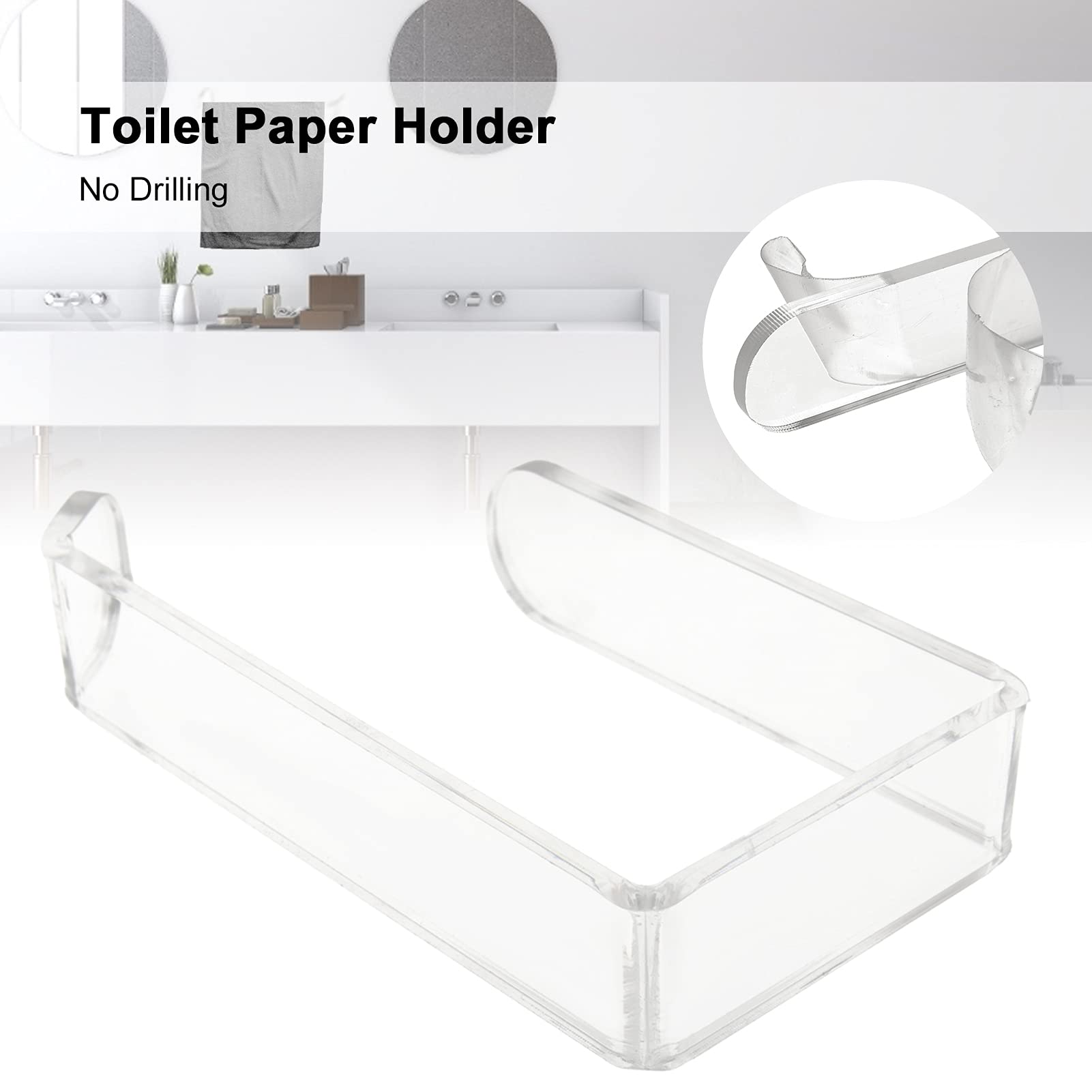 Garosa Acrylic Wall Mounted Toilet Paper & Hand Towel Holder - No Drill Bathroom & Kitchen Tissue Roll Organizer - Easy Installation Clear Napkin Dispenser for Modern Homes & Apartments