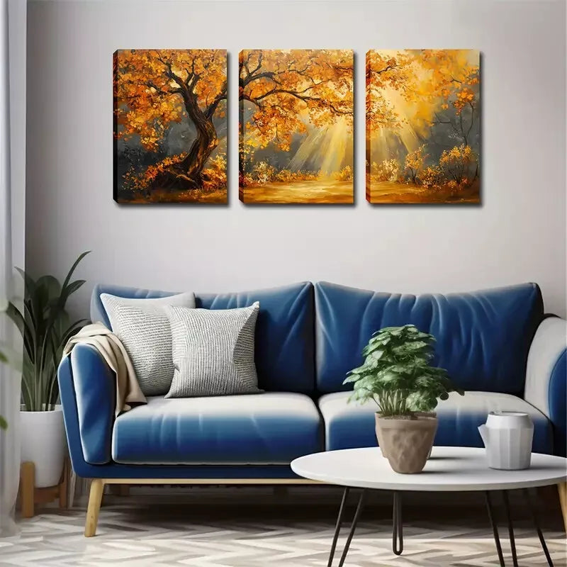 3-Piece Large Maple Tree Wall Art Set - Framed Canvas 40x60cm (16x24in) - High Quality Print - 100% Australian Made - Ready to Hang - Perfect for Living Room, Bedroom & Office Decor