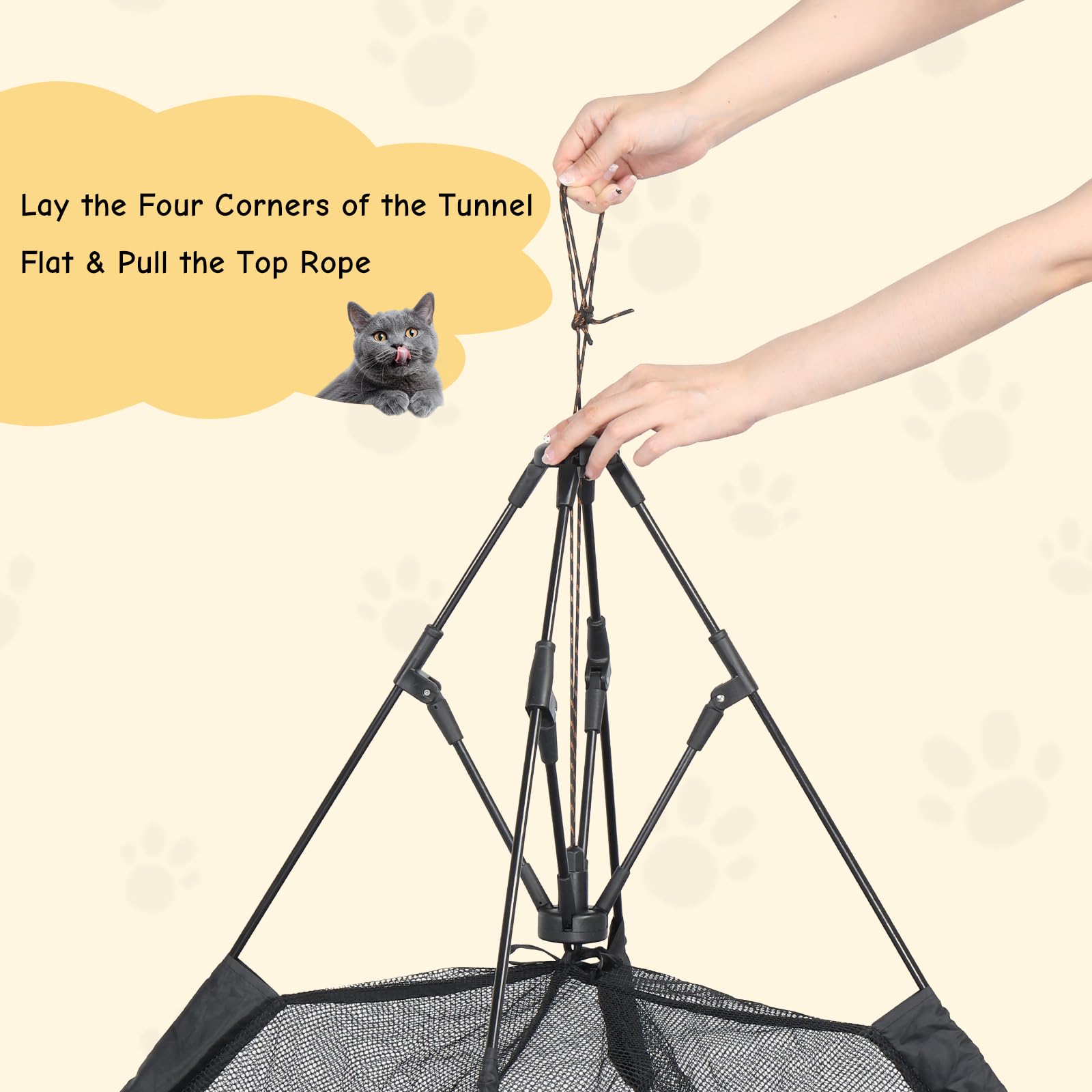 Portable Cat Play Tent with Tunnel for Indoor & Outdoor Use - Enclosed Playhouse for Cats, Rabbits & Small Pets (Yellow) | Perfect for Backyard, Camping & Travel Adventures