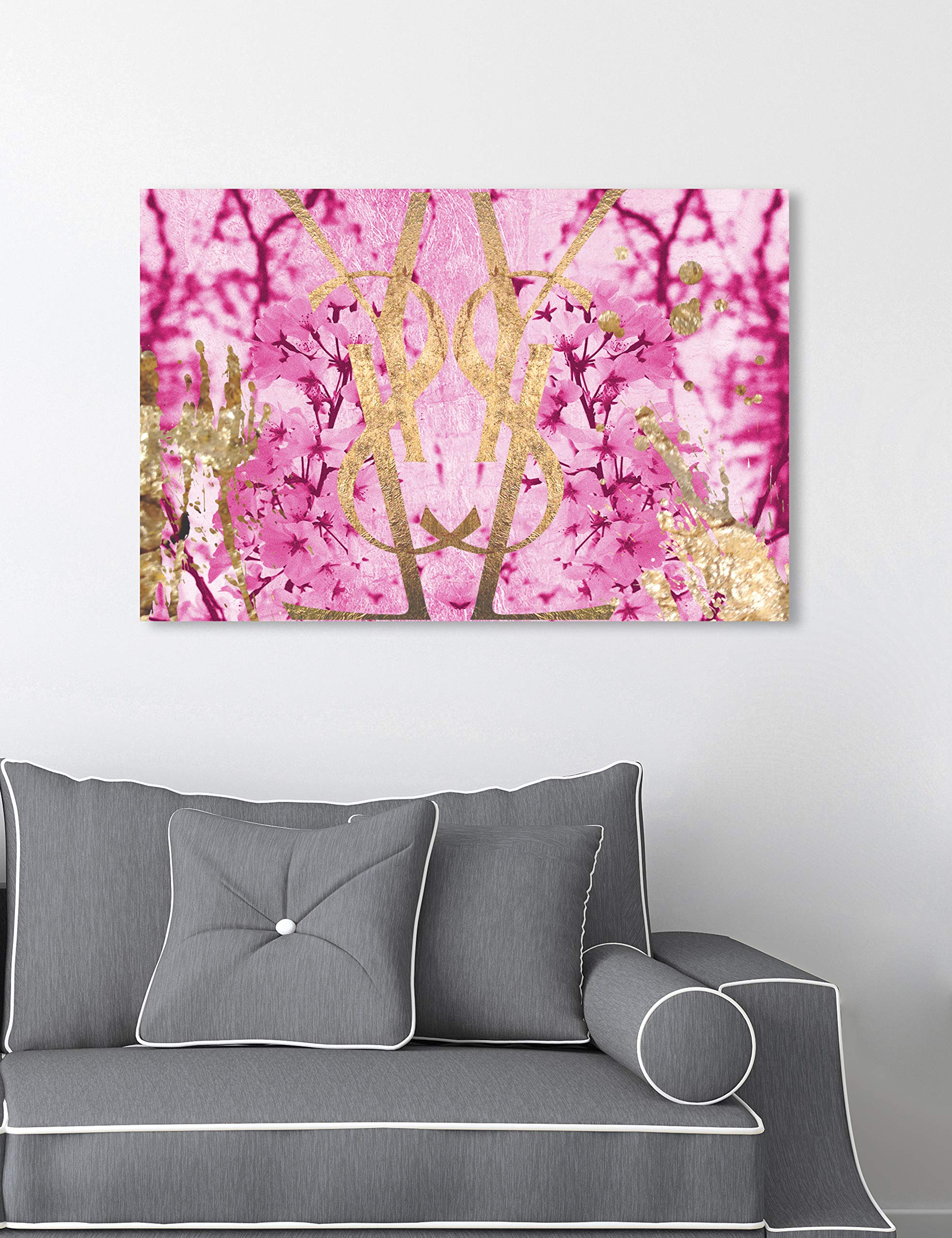 Botanical Couture Pink Wall Art Canvas Prints - Fashion & Glam Home Decor for Living Room, Bedroom, Office