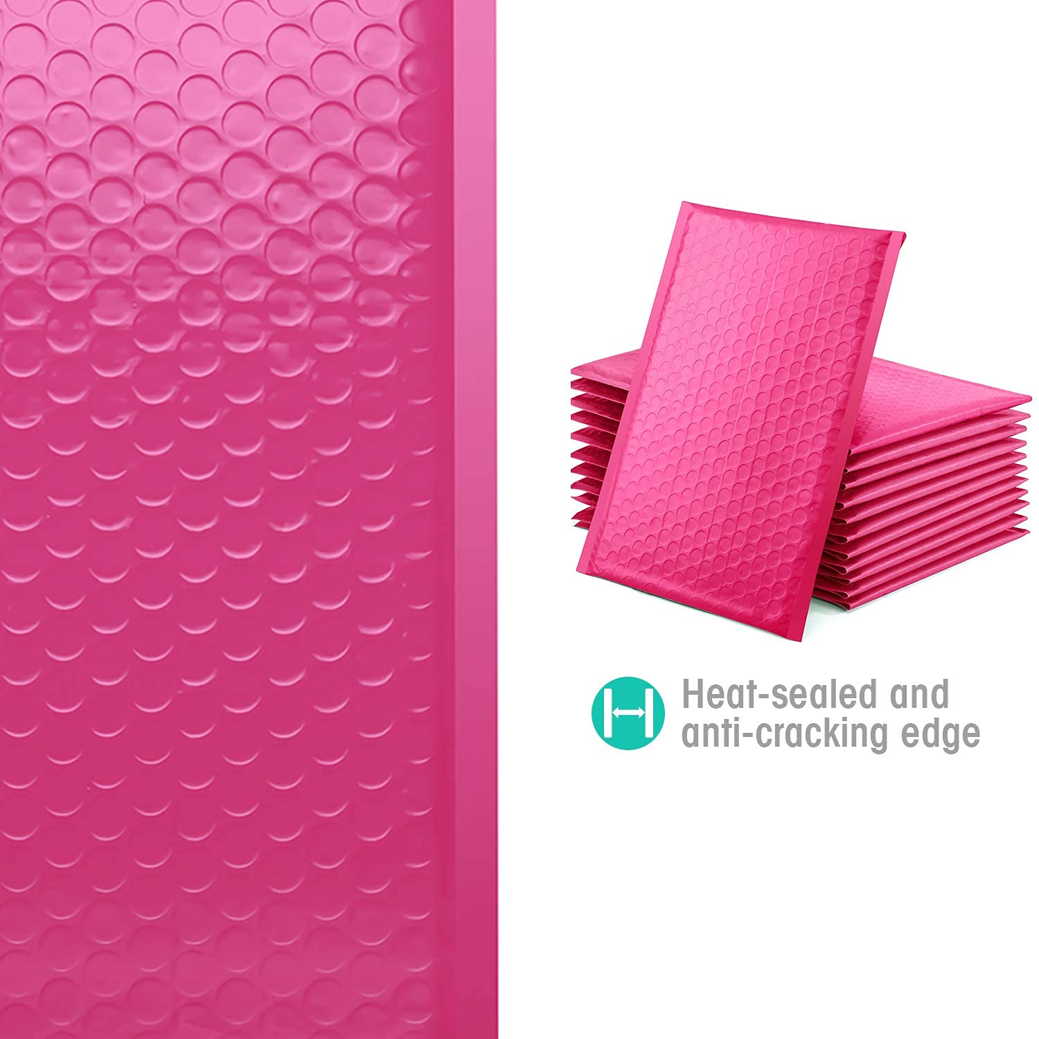 GSSUSA 6x10 Inches Padded Poly Bubble Mailers - Self Seal Small Shipping Envelopes for Ecommerce, Mailing Bags Bulk Pack (600 Pack, Pink) - Perfect for Online Stores, Amazon FBA & Small Business Packaging