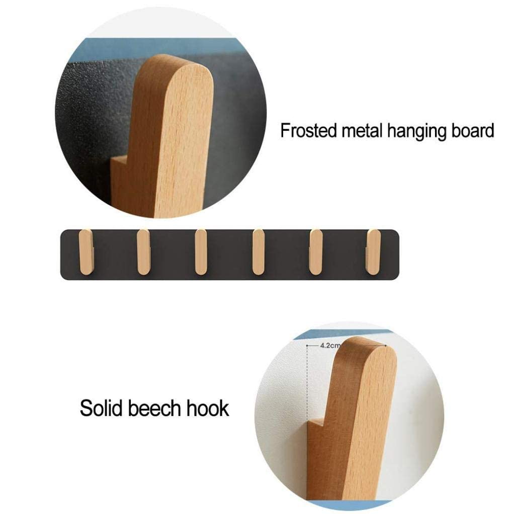 Rustic Wooden Coat Hook Rail - Wall Mounted Coat Rack with 6 Metal Hooks & Shelf - White & Black - Perfect for Entryway, Mudroom, Bedroom, or Bathroom Organization